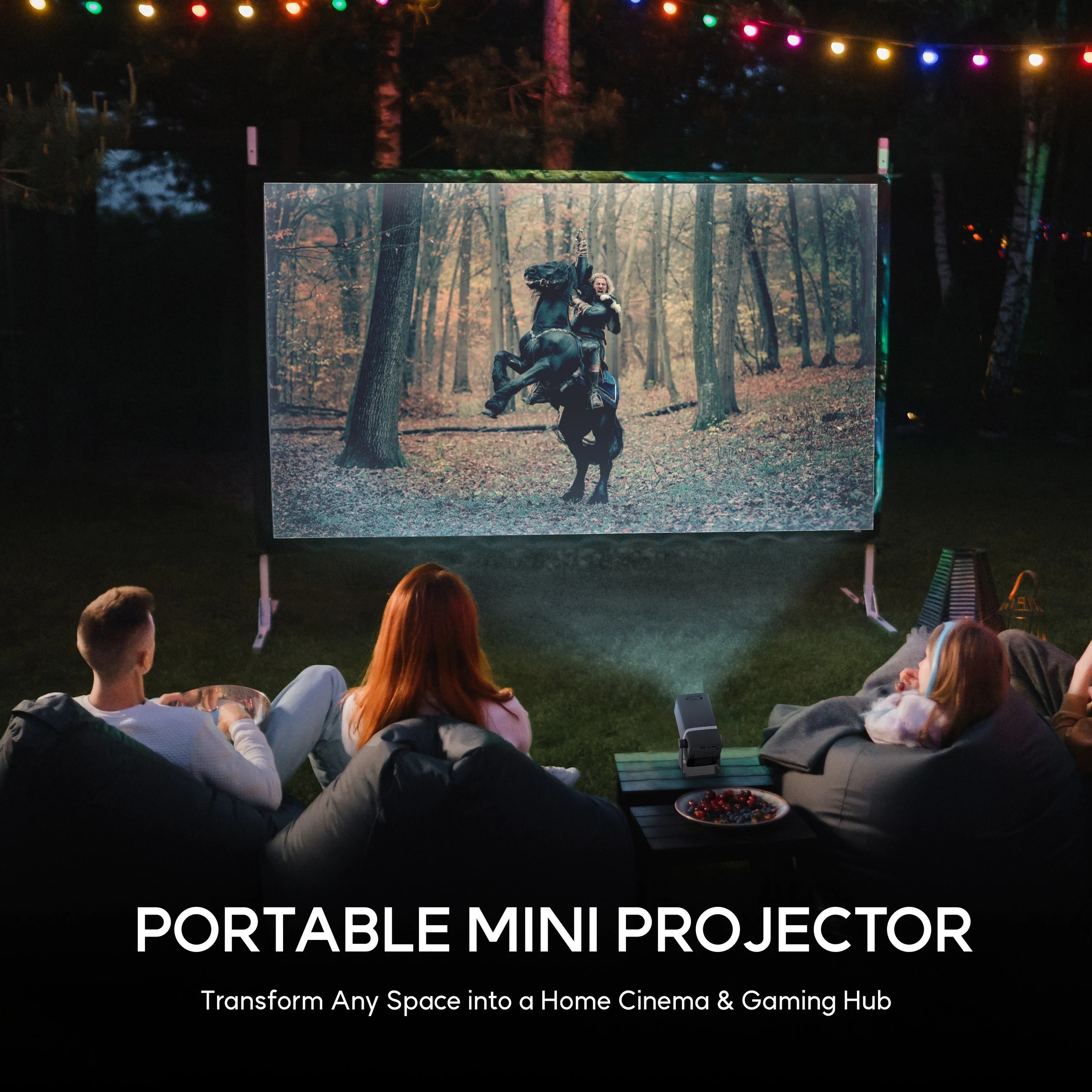 4 Alliums Mini Projector with 5G WiFi, 1080P Supported, PS5 & Phone Compatible - Black, 4 of 5