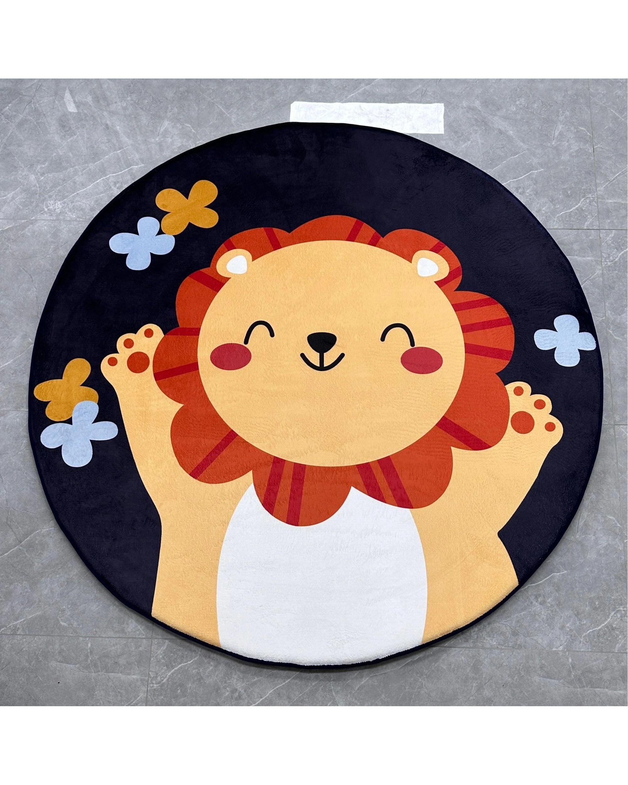 2 La Grace Home Ultra Soft Plush Kids Blue Tiger Design Mat, 2 of 4
