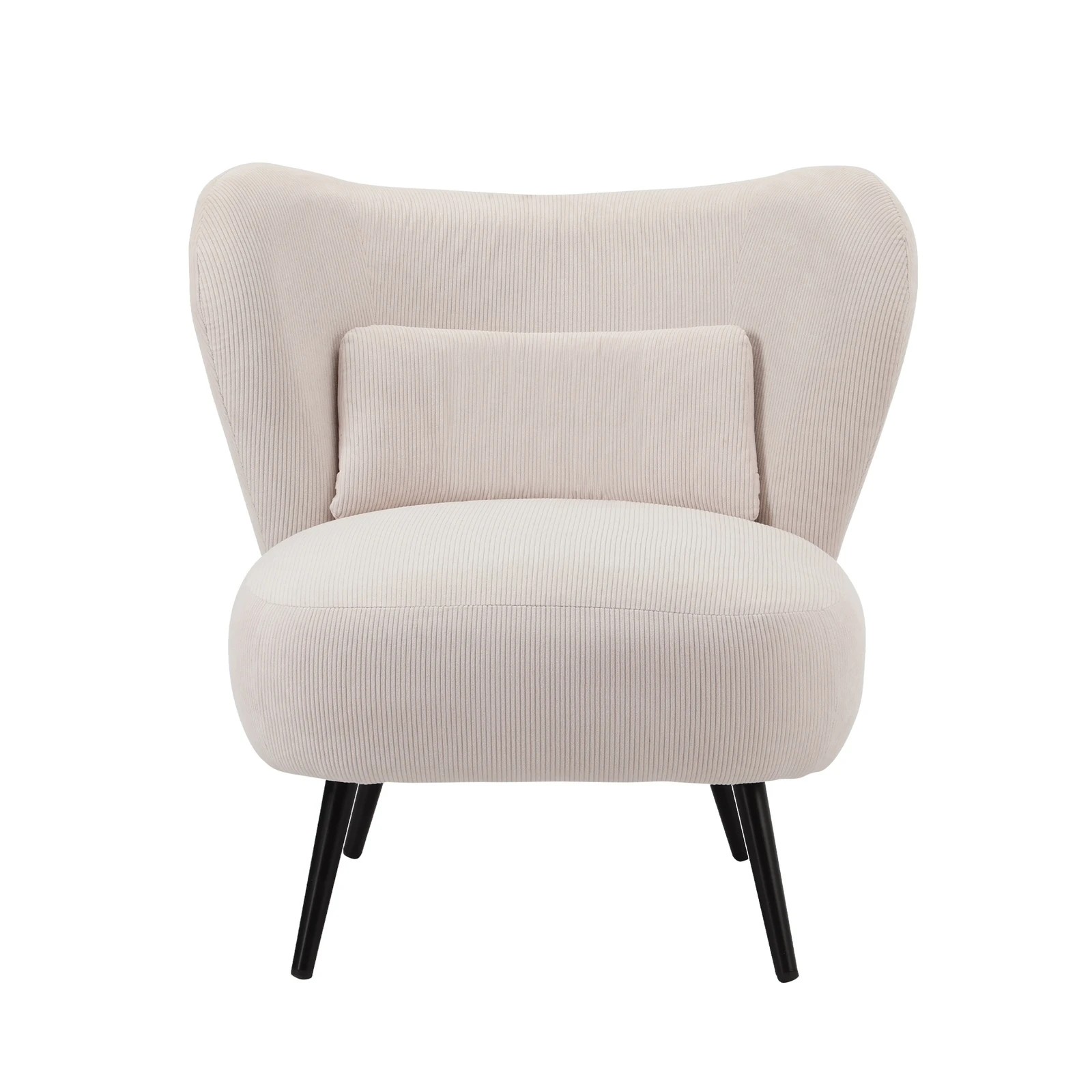 7 Oikiture 2x Armchair Lounge Chair with Lumbar Pillow Wingback Velvet - Beige, 7 of 10