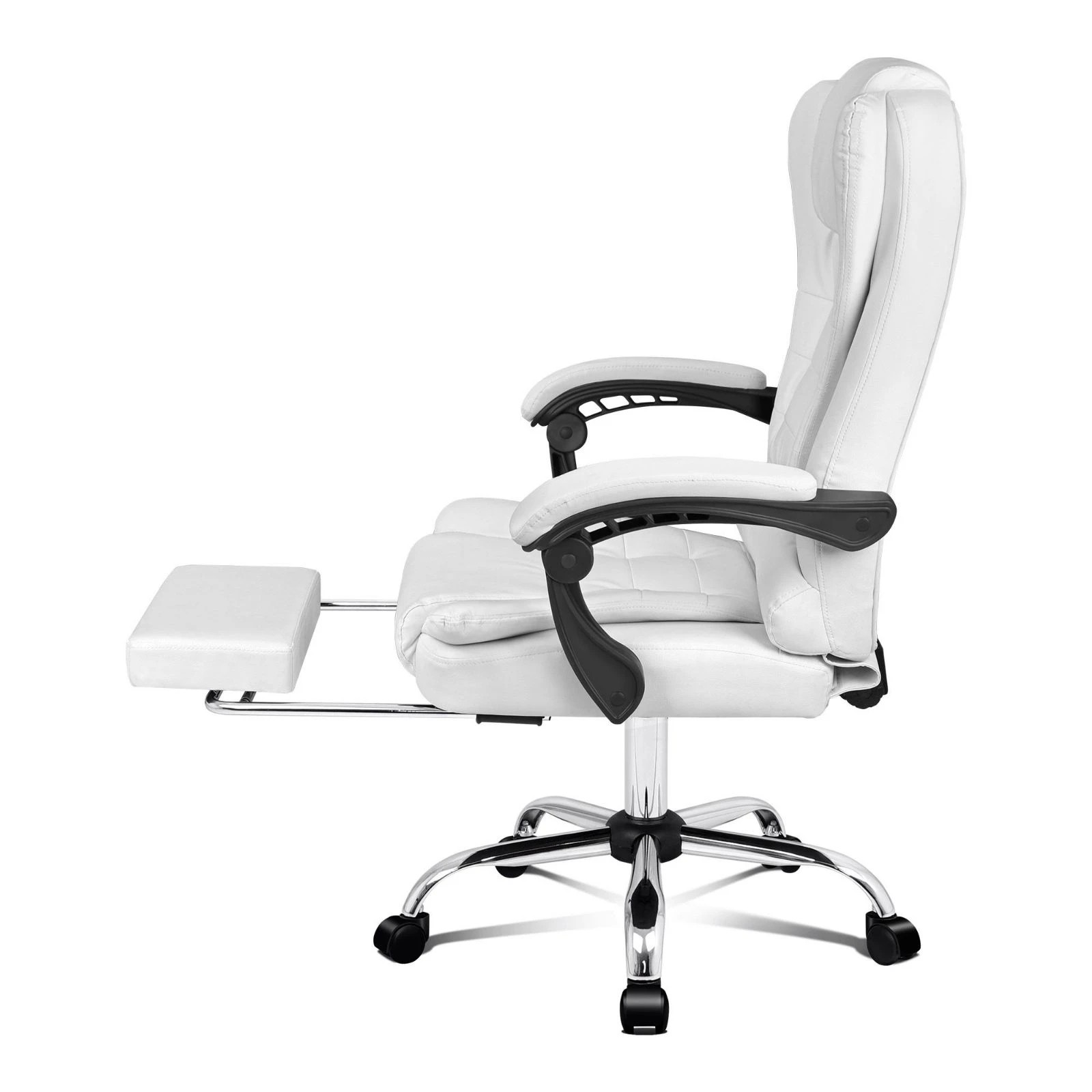 5 Alfordson Office Chair Executive Gaming Computer Racer PU Leather Seat Recliner - White, 5 of 10