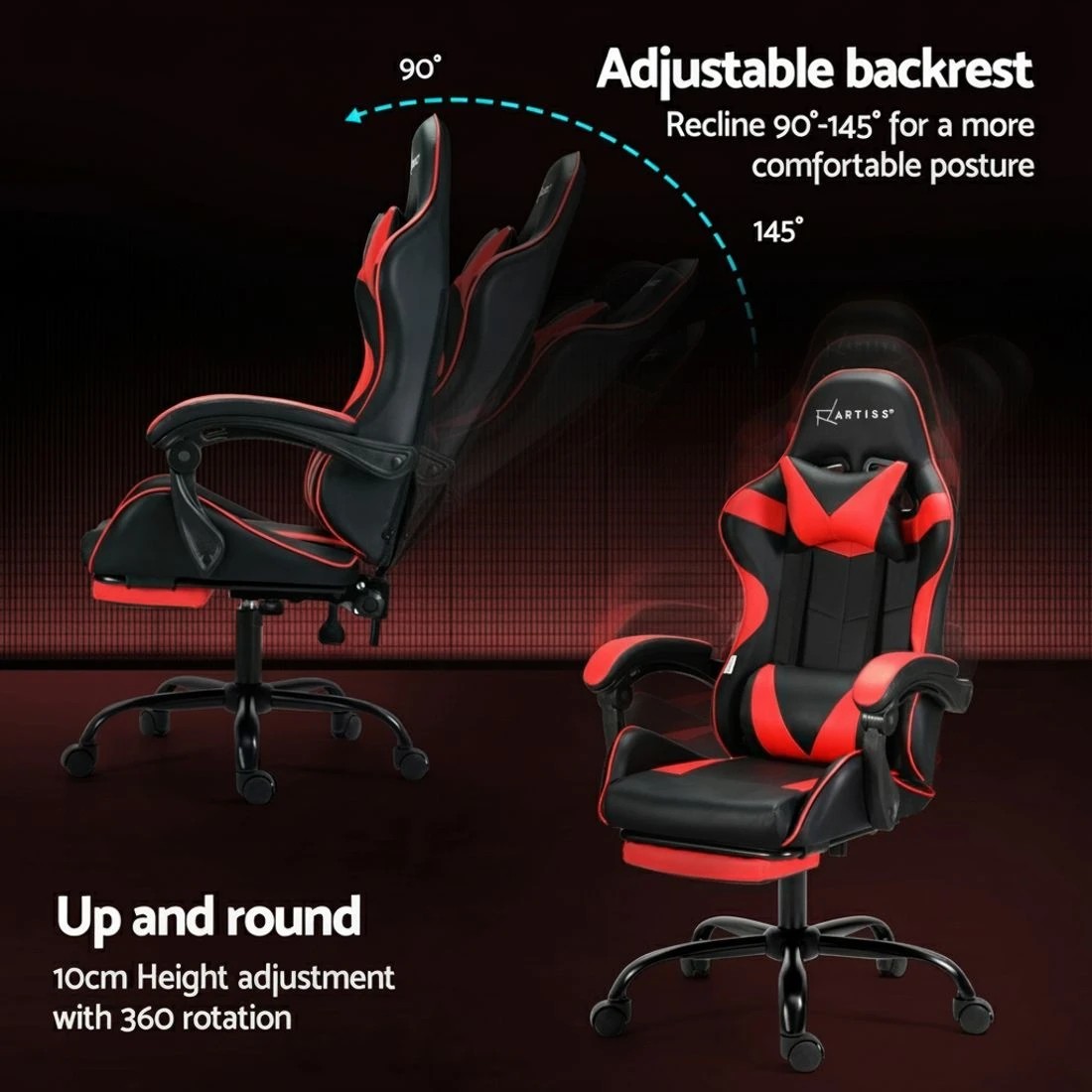 5 Artiss 2 Point Massage Gaming Office Chair Footrest - Multi, 5 of 6