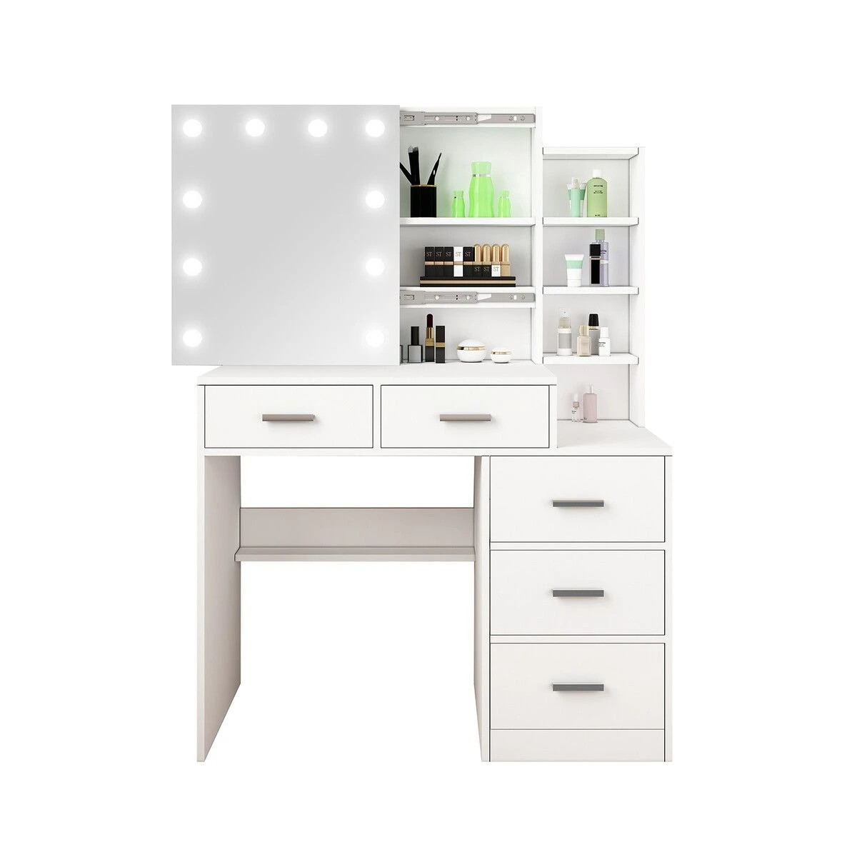1 LUXSUITE Vanity Dressing Table Hollywood Makeup Mirror White, 1 of 8