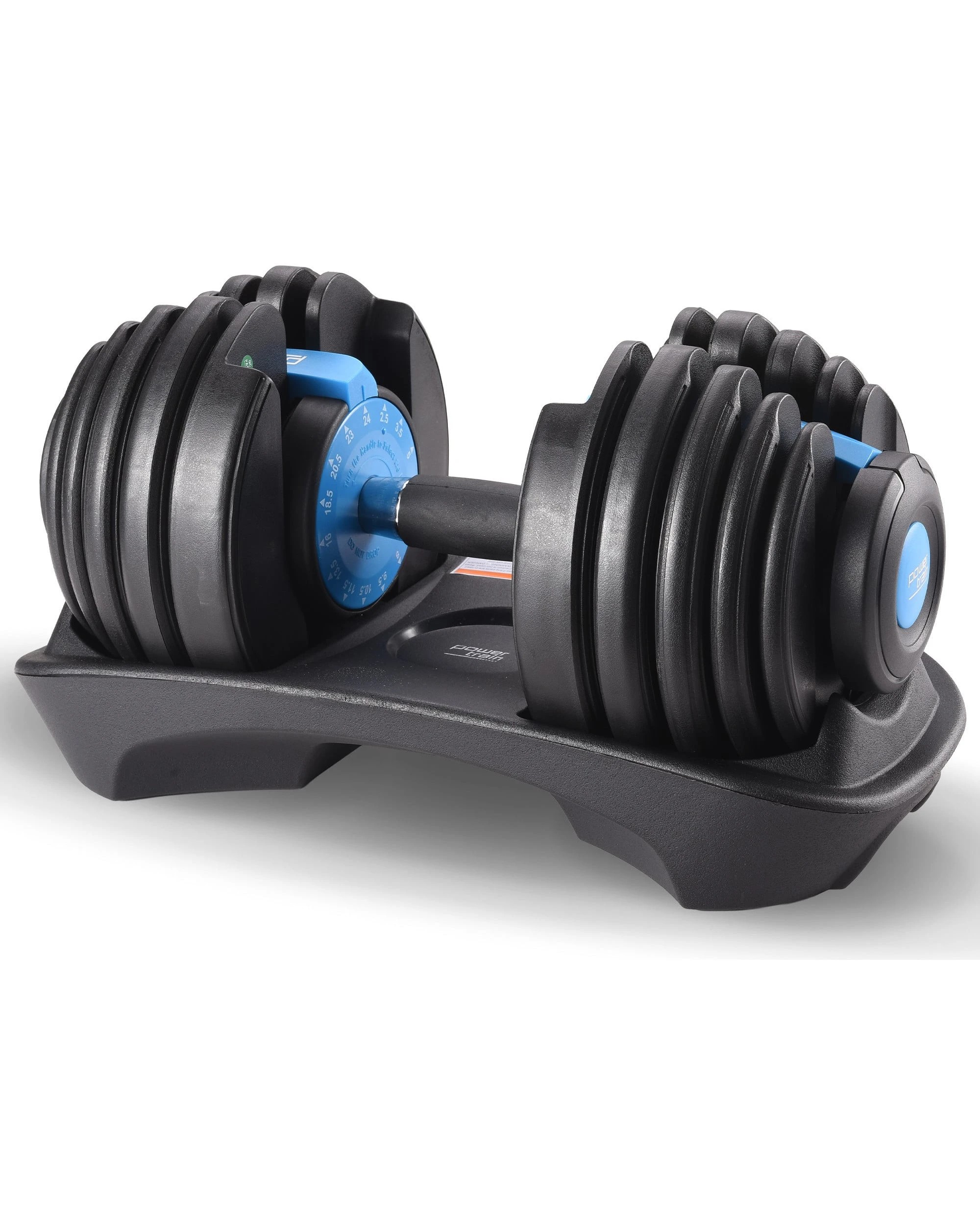 1 Powertrain 24kg Adjustable Dumbbell Home Gym Exercise Weights Free Workout Blue, 1 of 7