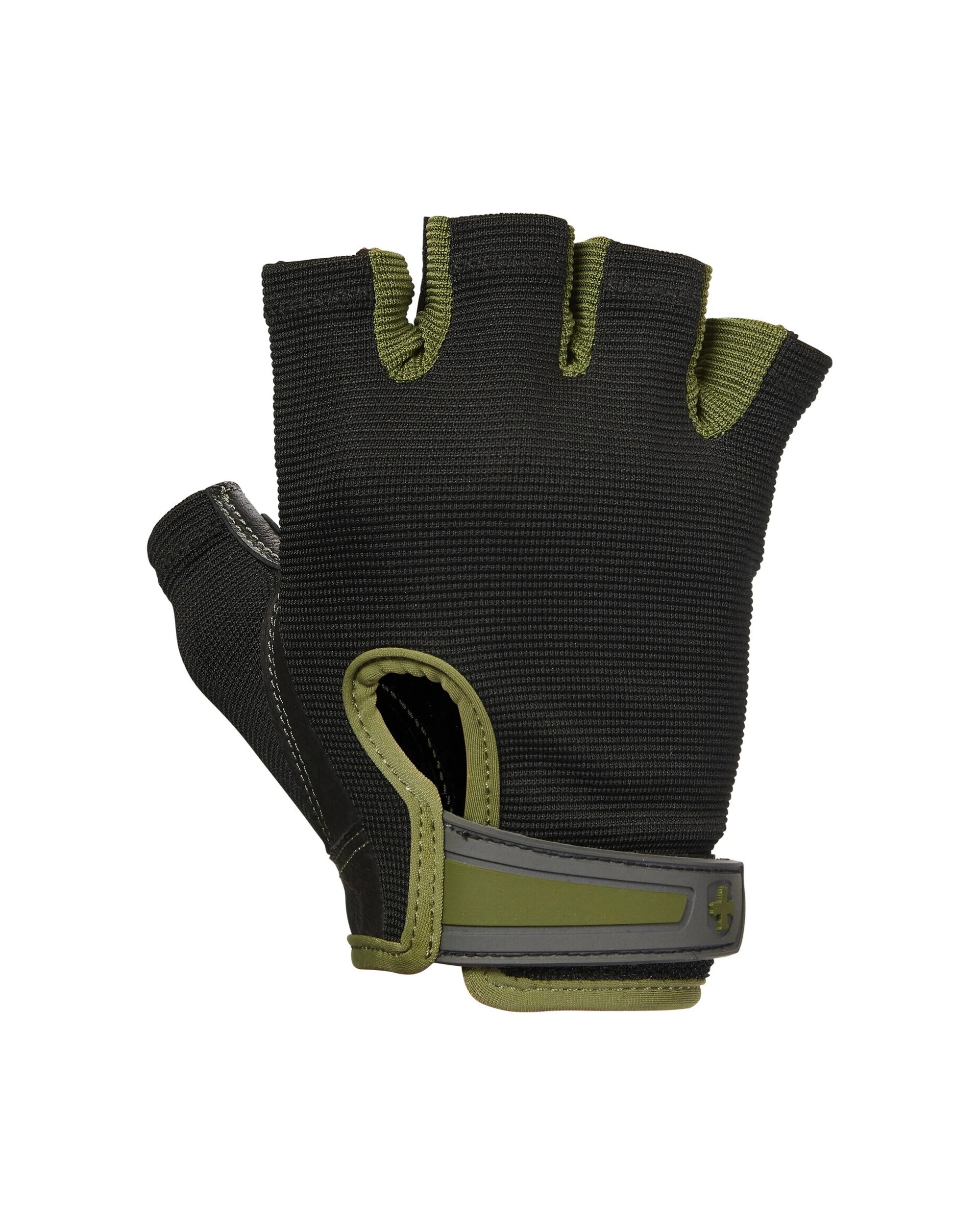 1 Harbinger Power Glove Leather Padded Palm Adjustable Wrist Half Finger - Black, 1 of 2