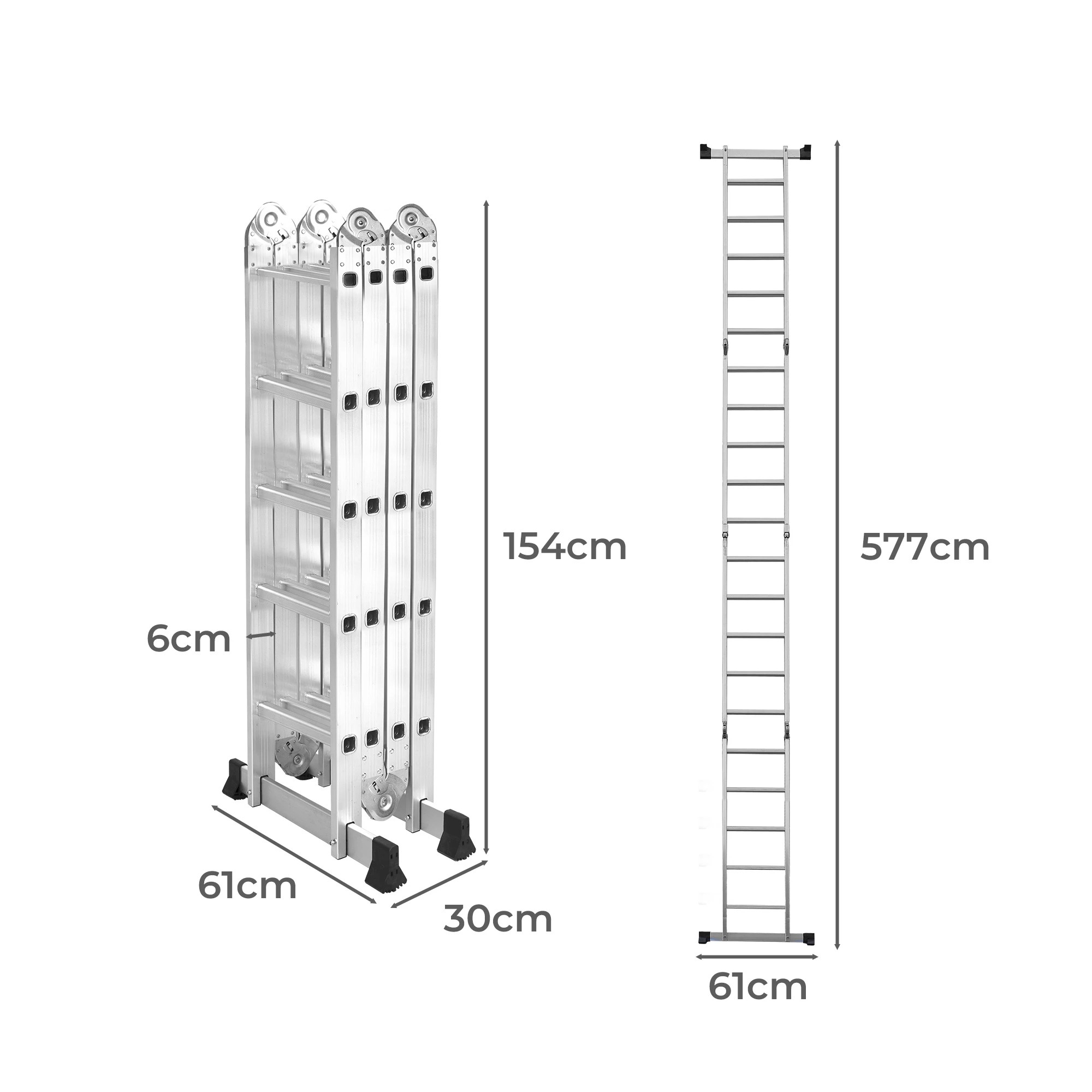 3 Traderight 5.7M Aluminium Portable Folding Ladder, 3 of 5