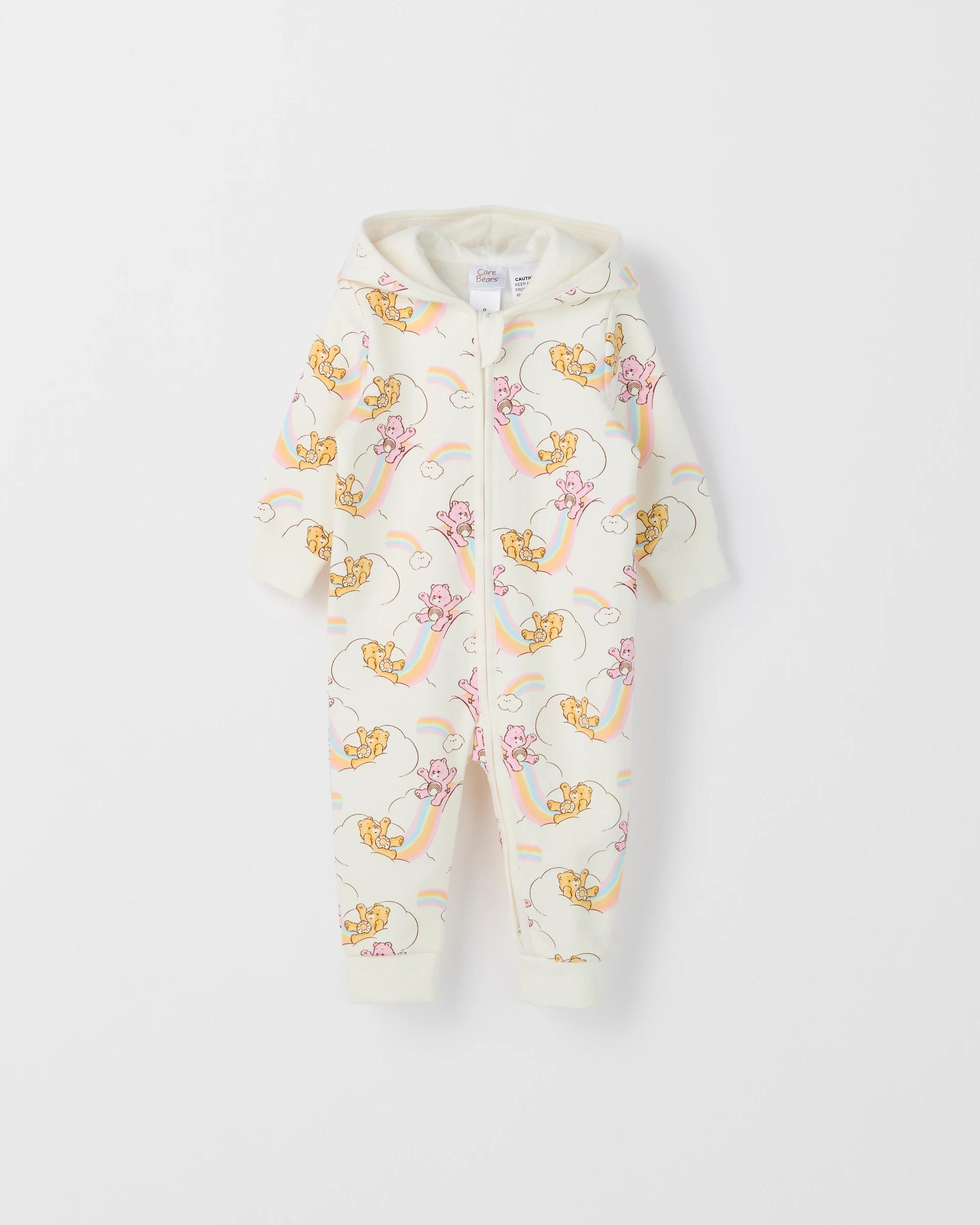 1 Care Bears Australian Cotton Baby Hooded Fleece Coverall OATMEAL MARLE, 1 of 1