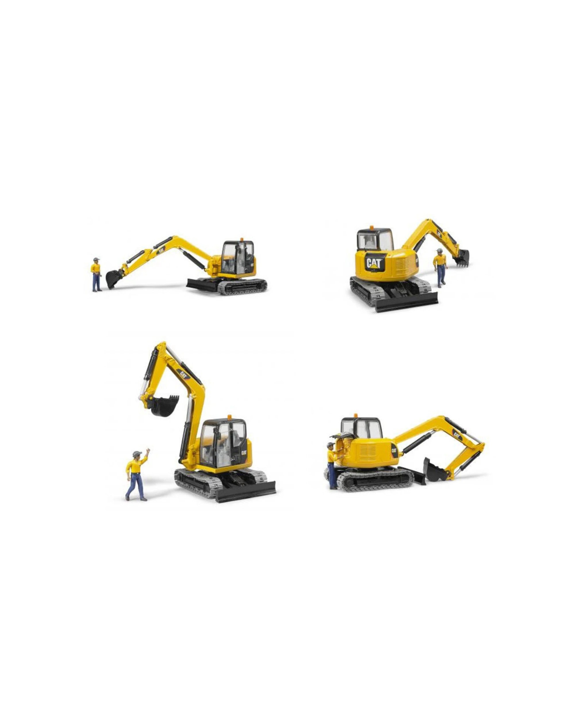 3 Bruder Cat Caterpillar Excavator Digger Tractor With Worker Figure Toy 1 16 Scale Kids Playset - Yellow, 3 of 3