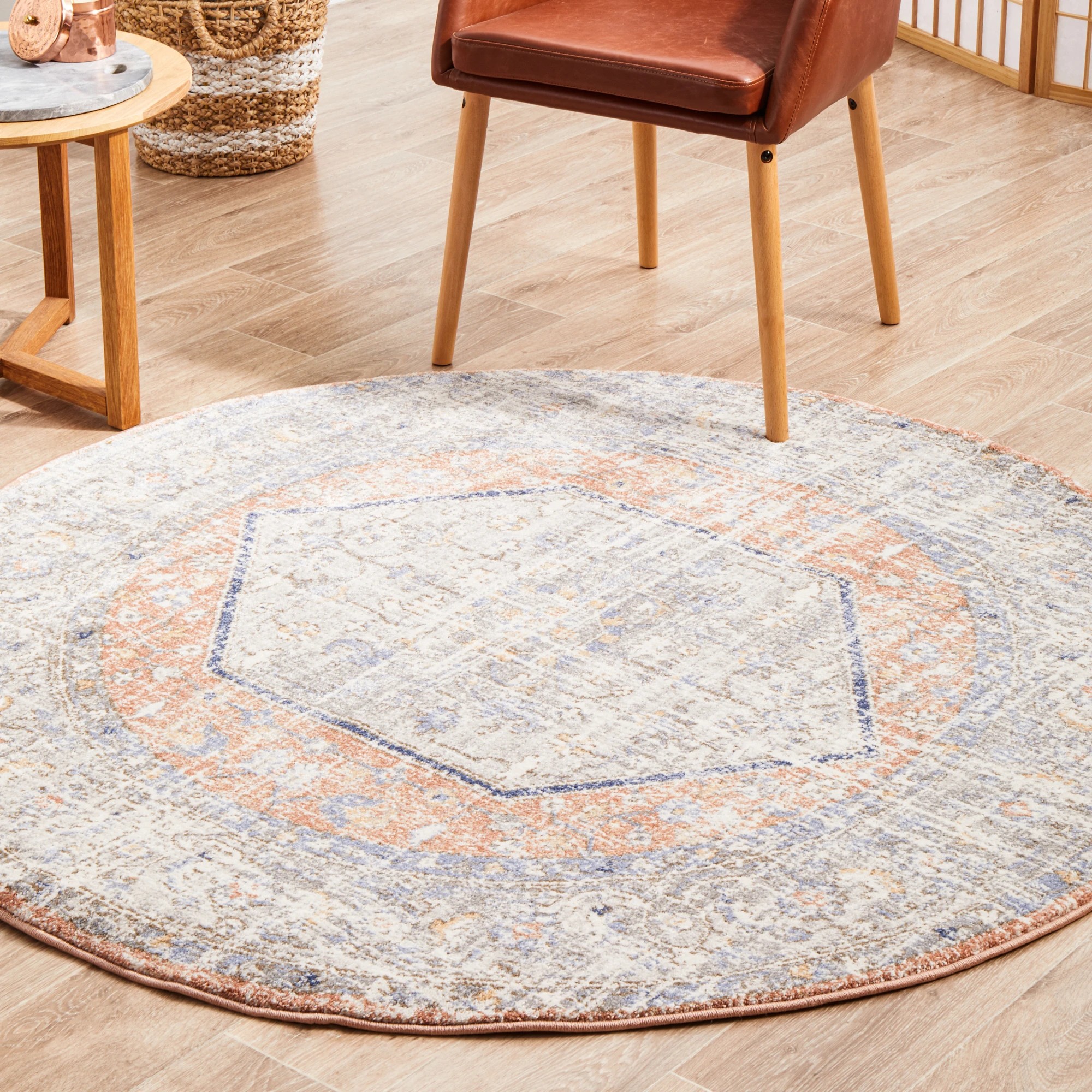 1 Common Ground Rugs Elite Lorissa 240x240cm - Large Round Rug - Silver, 1 of 7