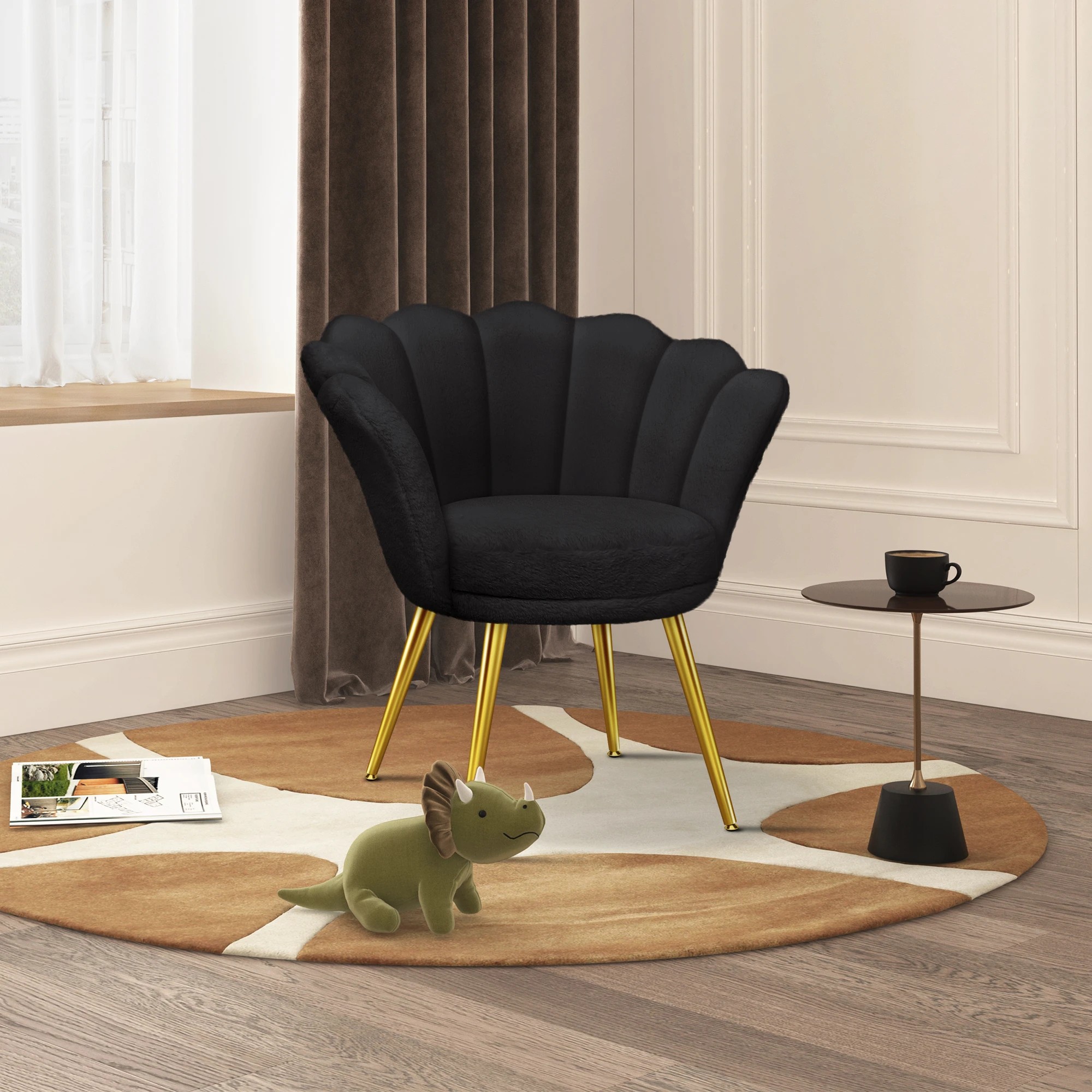 5 Alfordson Armchair Lounge Chair Plush Accent Chair Upholstered Sofa Couch - Black, 5 of 9