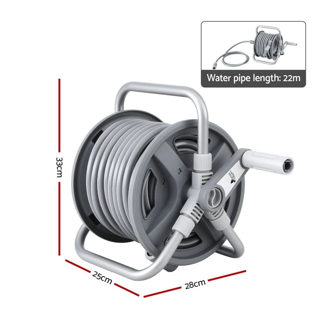 2 Green Fingers 20m Retractable Garden Hose Reel Heavy Duty 1/2" Hose Auto Rewind - Grey, 2 of 6