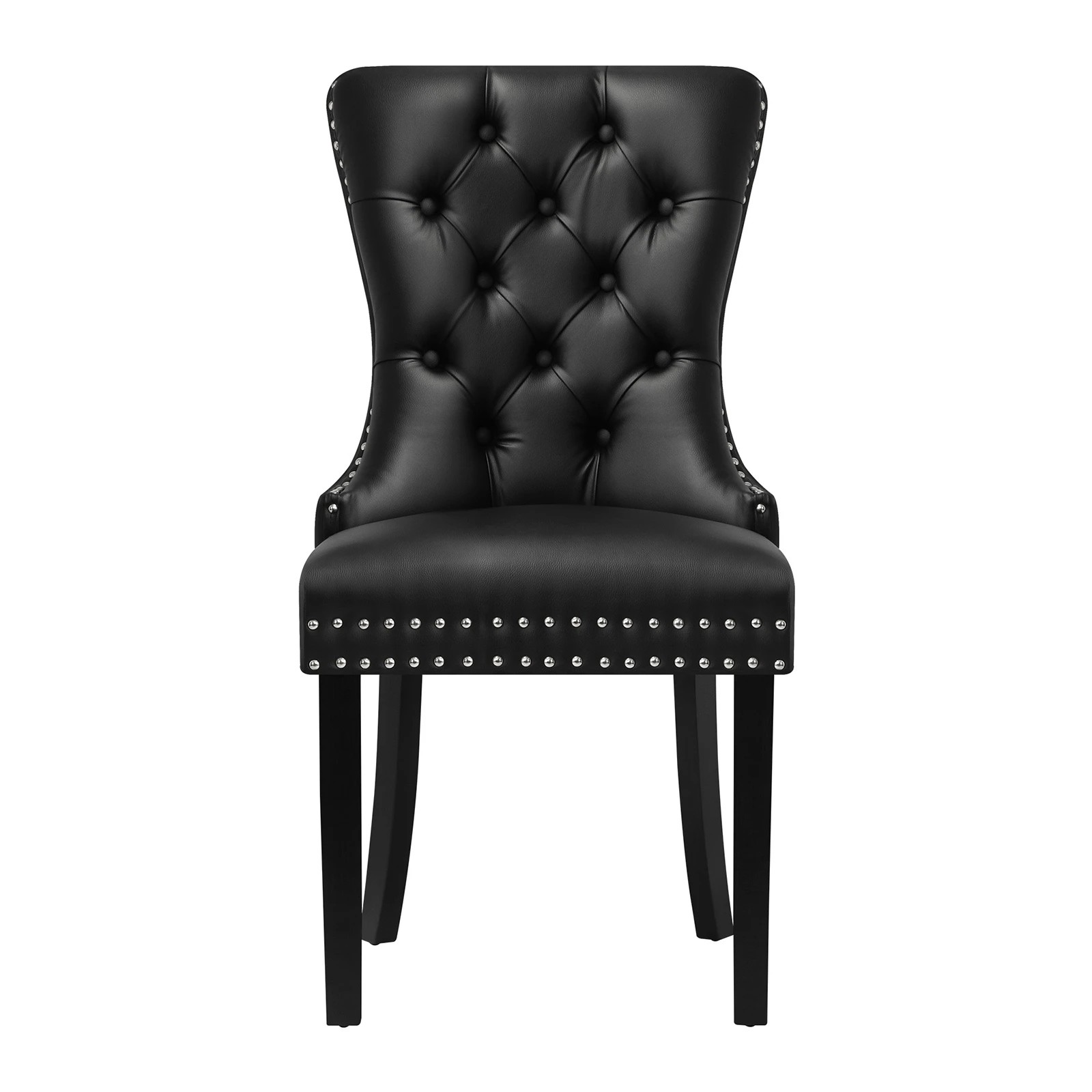 5 Oikiture 4x Dining Chairs Upholstered French Provincial Tufted PU Leather - Black, 5 of 8