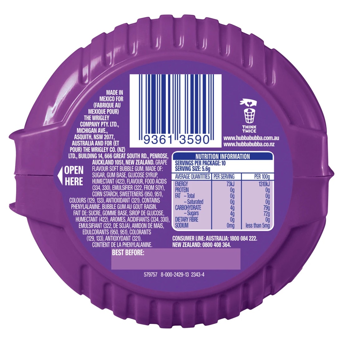 3 Hubba Bubba Gum Tape Grape 56g, 3 of 3