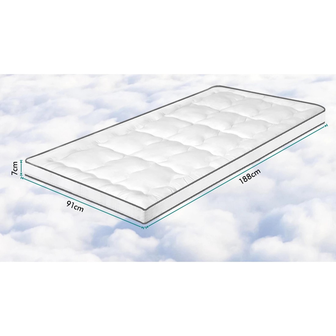 6 Starry Eucalypt Mattress Topper Bamboo Charcoal Pillowtop Cover Pad 7cm - Single Size - Grey, 6 of 6