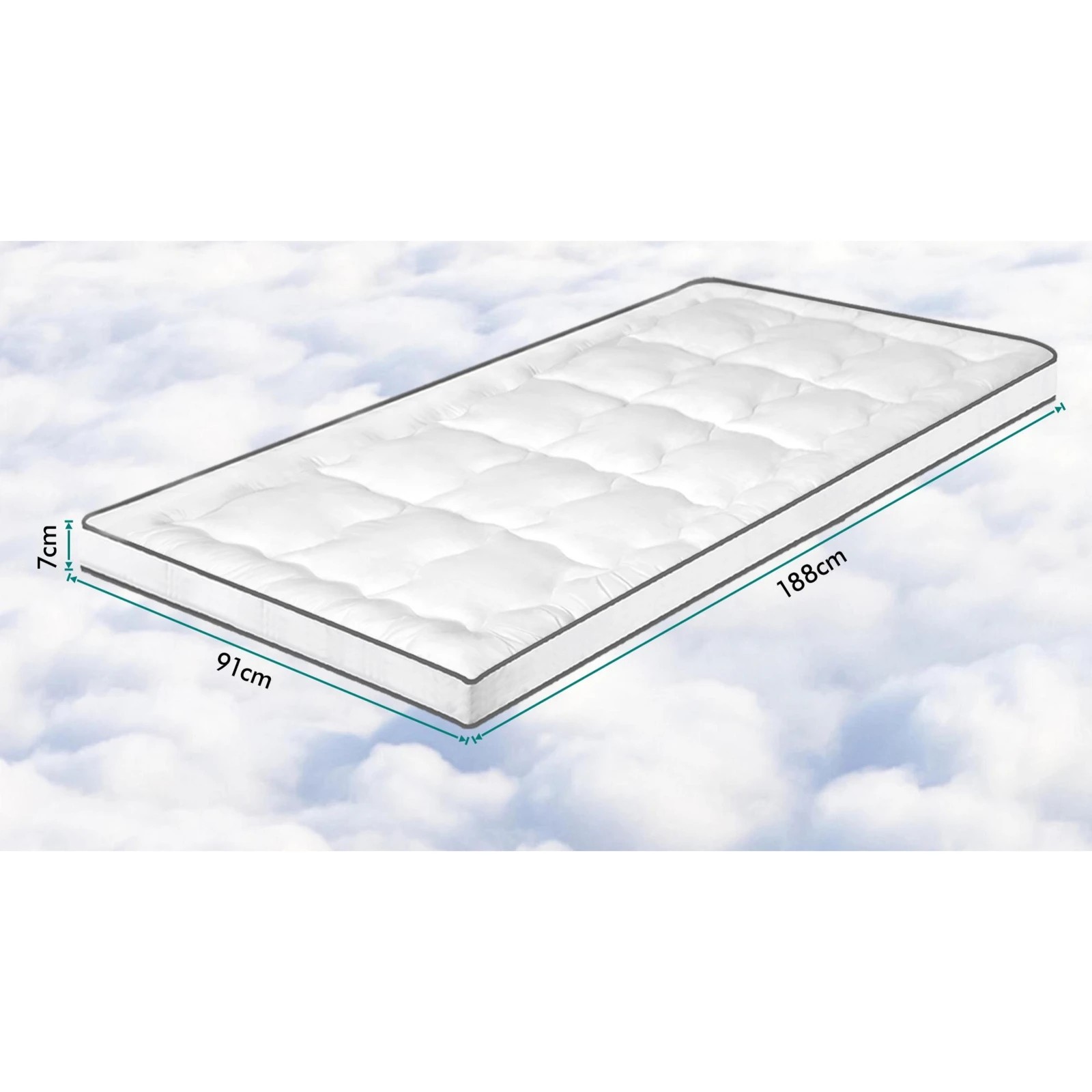 6 Starry Eucalypt Mattress Topper Bamboo Charcoal Pillowtop Cover Pad 7cm - Single Size - Single Bed - Grey, 6 of 6