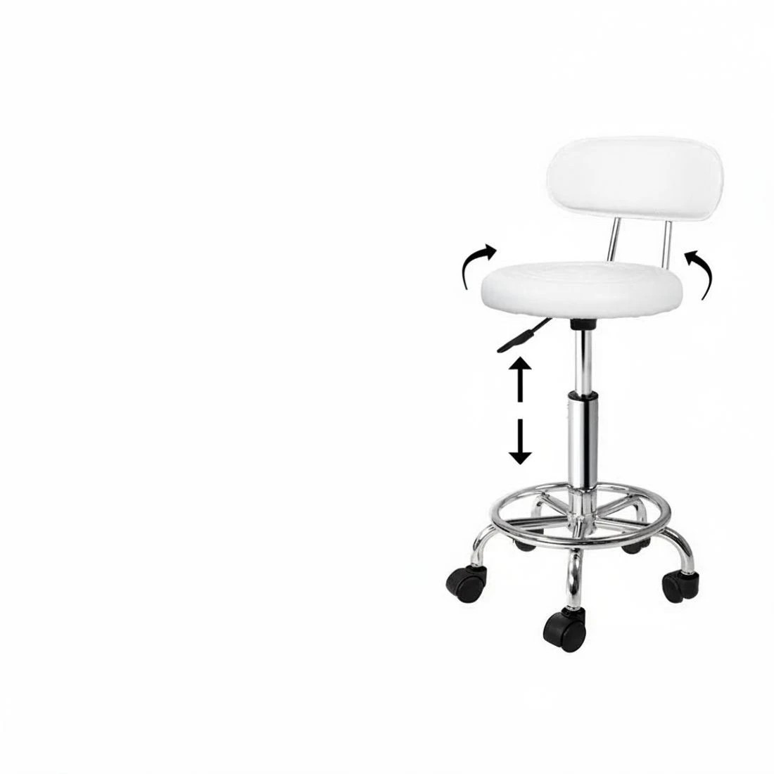 2 Artiss 2x Salon Stool Swivel Chair Backrest - White, 2 of 4