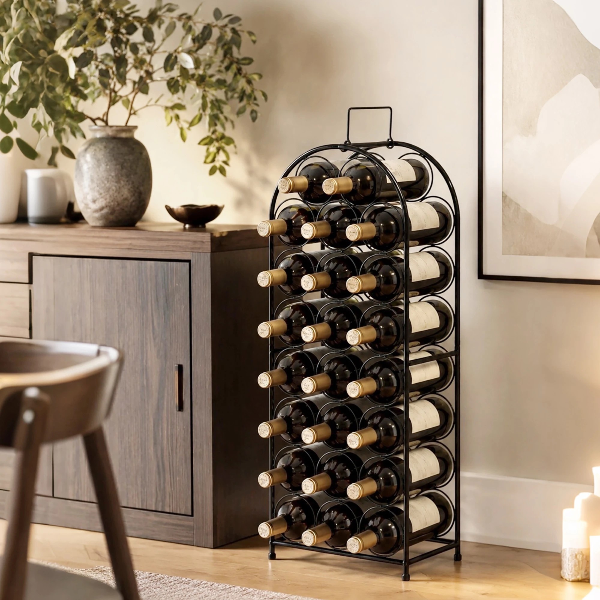 7 Levede 23 Bottle Wine Rack Kitchen Home Floor Storage Organiser Metal Black, 7 of 8