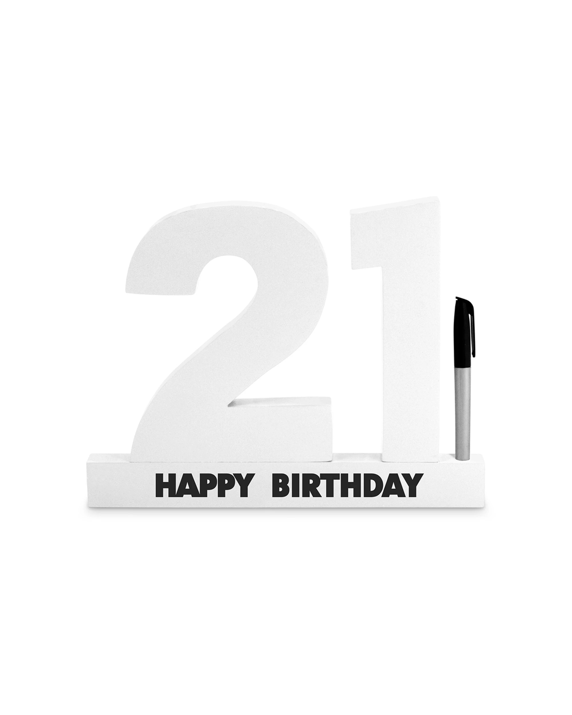 2 21st White Signature Block Novelty Birthday Celebration Message Party Statue
 - White, 2 of 3