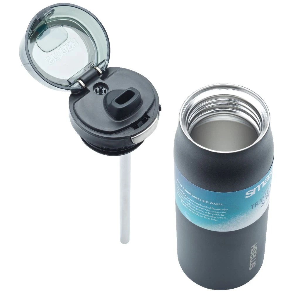 3 Smash Blue Triple Wall Sipper 650mL Black, 3 of 4