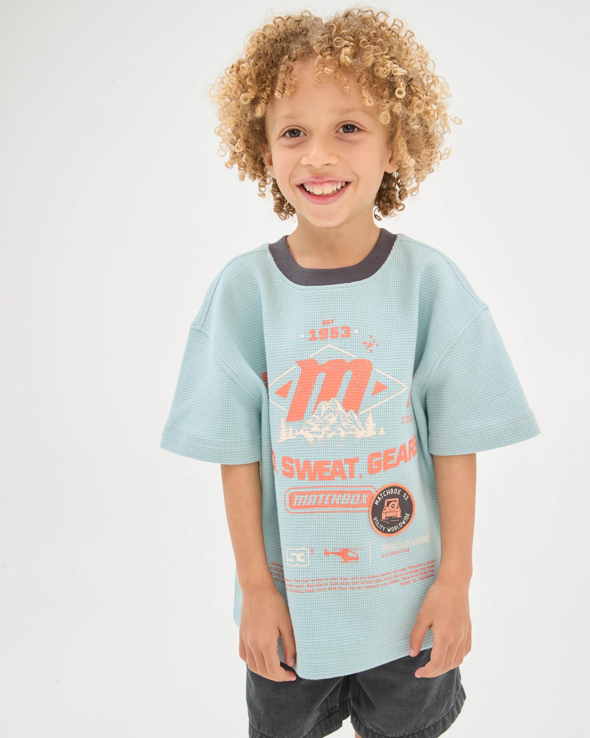 1 Licensed Matchbox Australian Cotton Waffle T-Shirt BLUE, 1 of 6