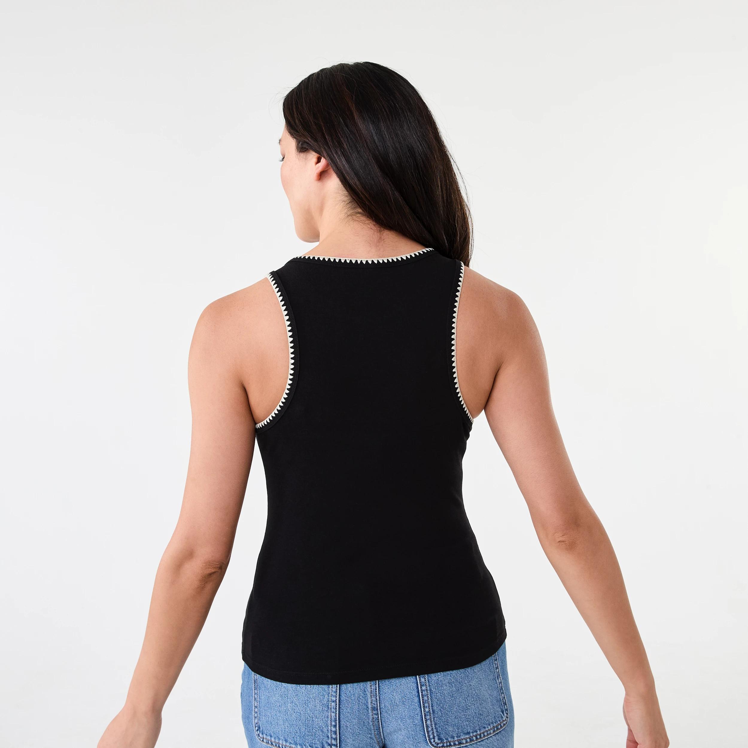 3 Sleeveless Whip Stitch Tank Black, 3 of 5