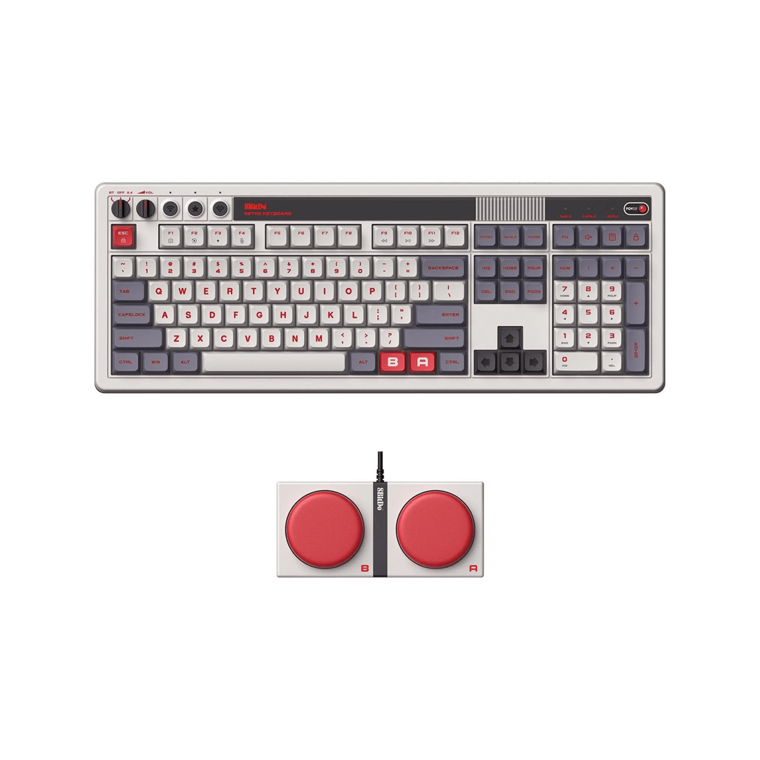 1 8BitDo Retro 108 Wireless Mechanical Keyboard - N Edition - Grey, 1 of 10