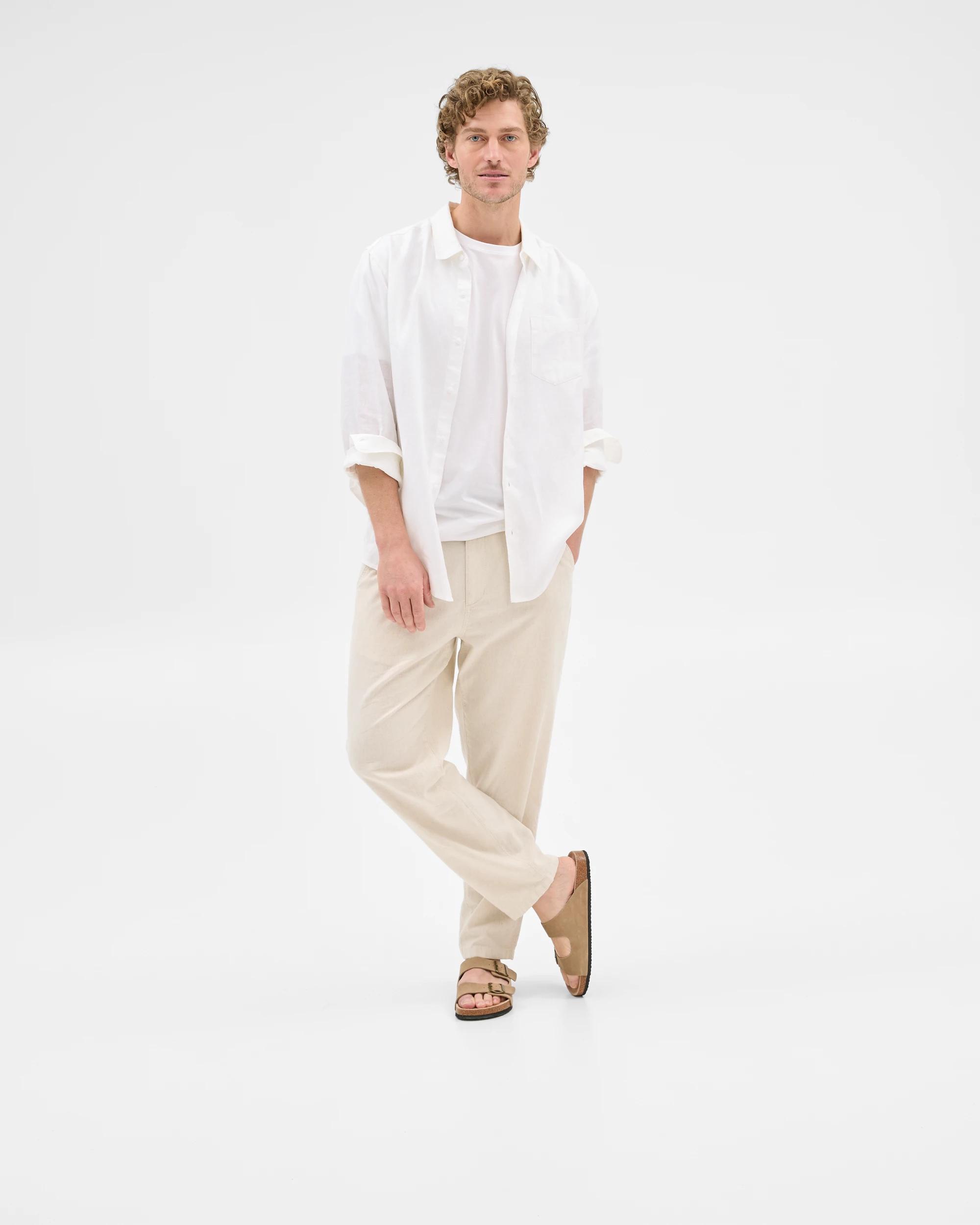 2 Target European Linen Long Sleeve Shirt WHITE, 2 of 6