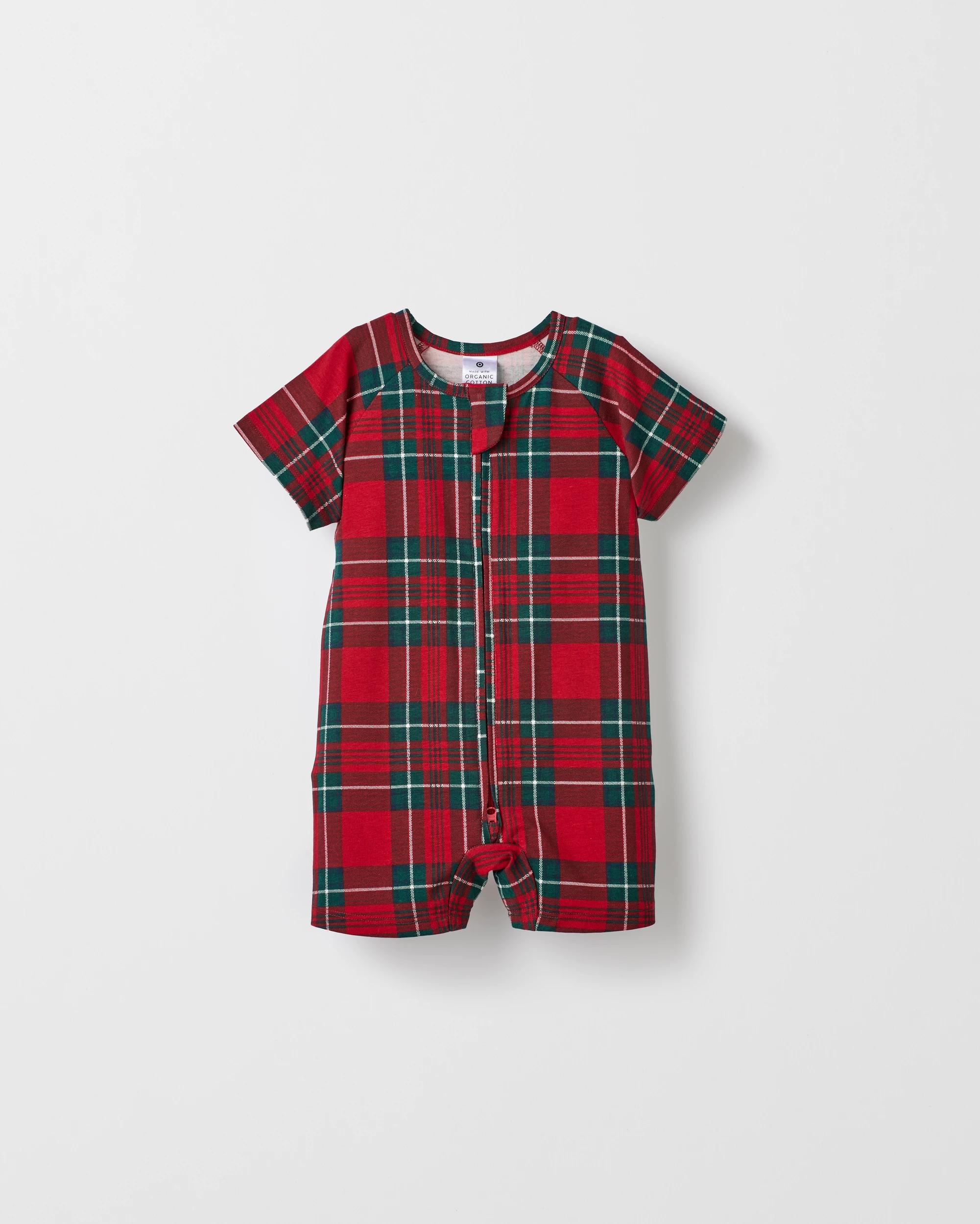 2 Target Family Matching Christmas Check Organic Cotton Baby Zip Romper RED CHECK, 2 of 4