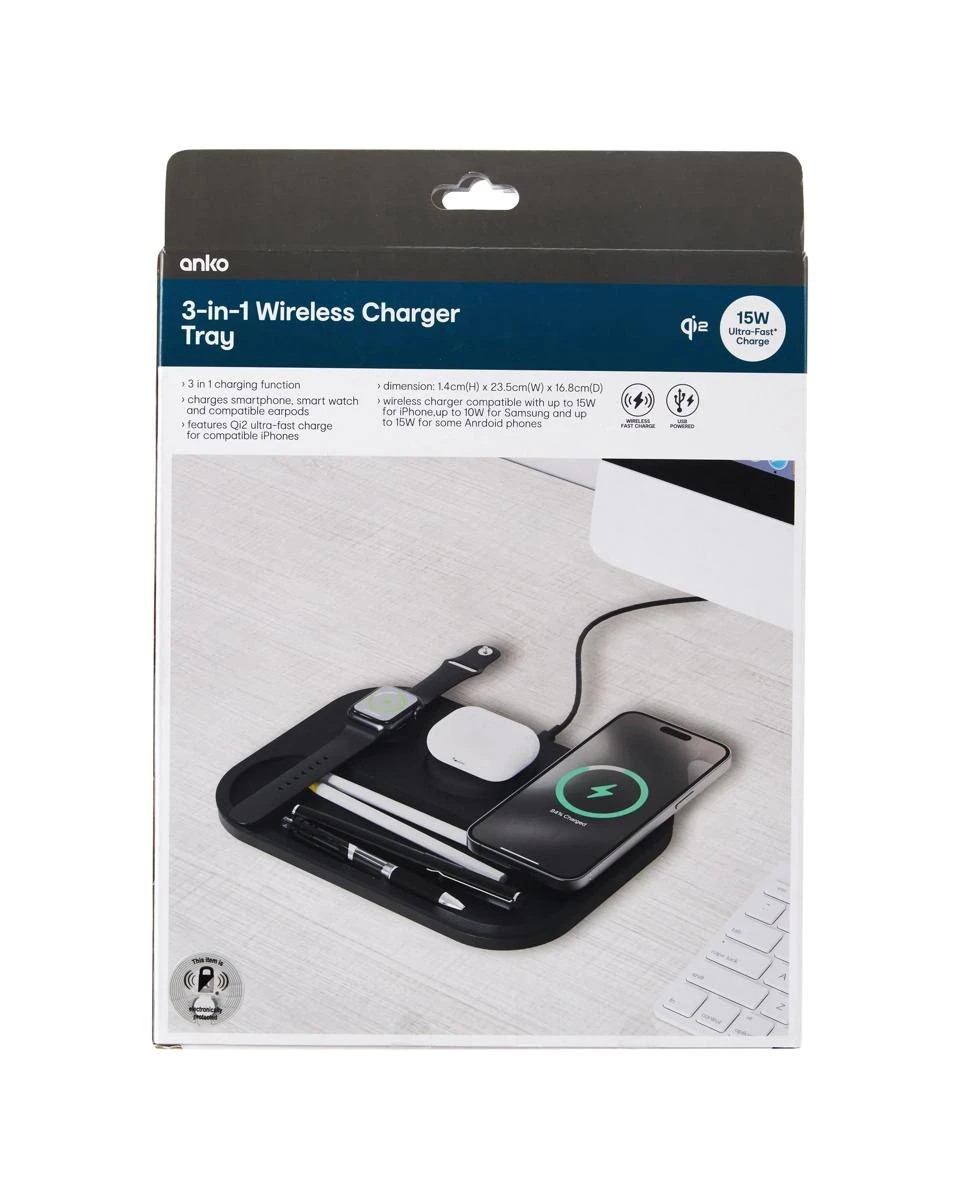 8 3-in-1 Wireless Charger Tray - Black, 8 of 8