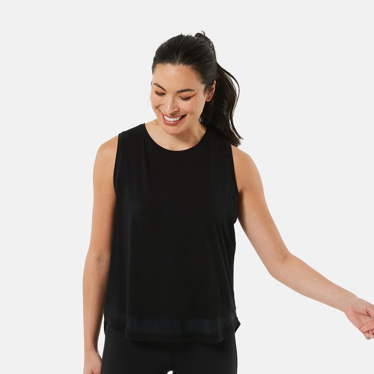 1 Active Womens Sleeveless Mesh Tank BLACK, 1 of 6