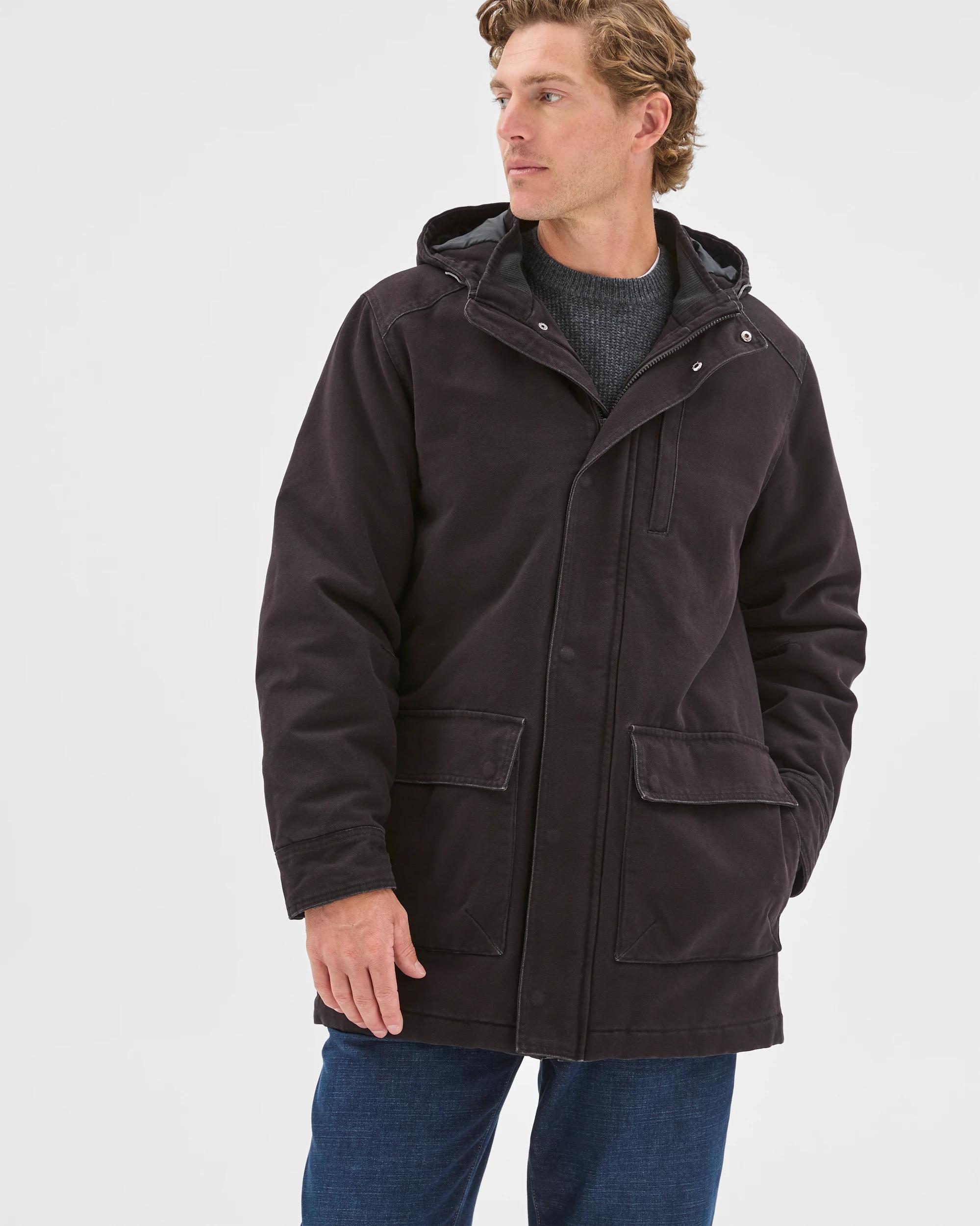 5 Target Man Australian Cotton Canvas Parka Jacket BLACK, 5 of 7