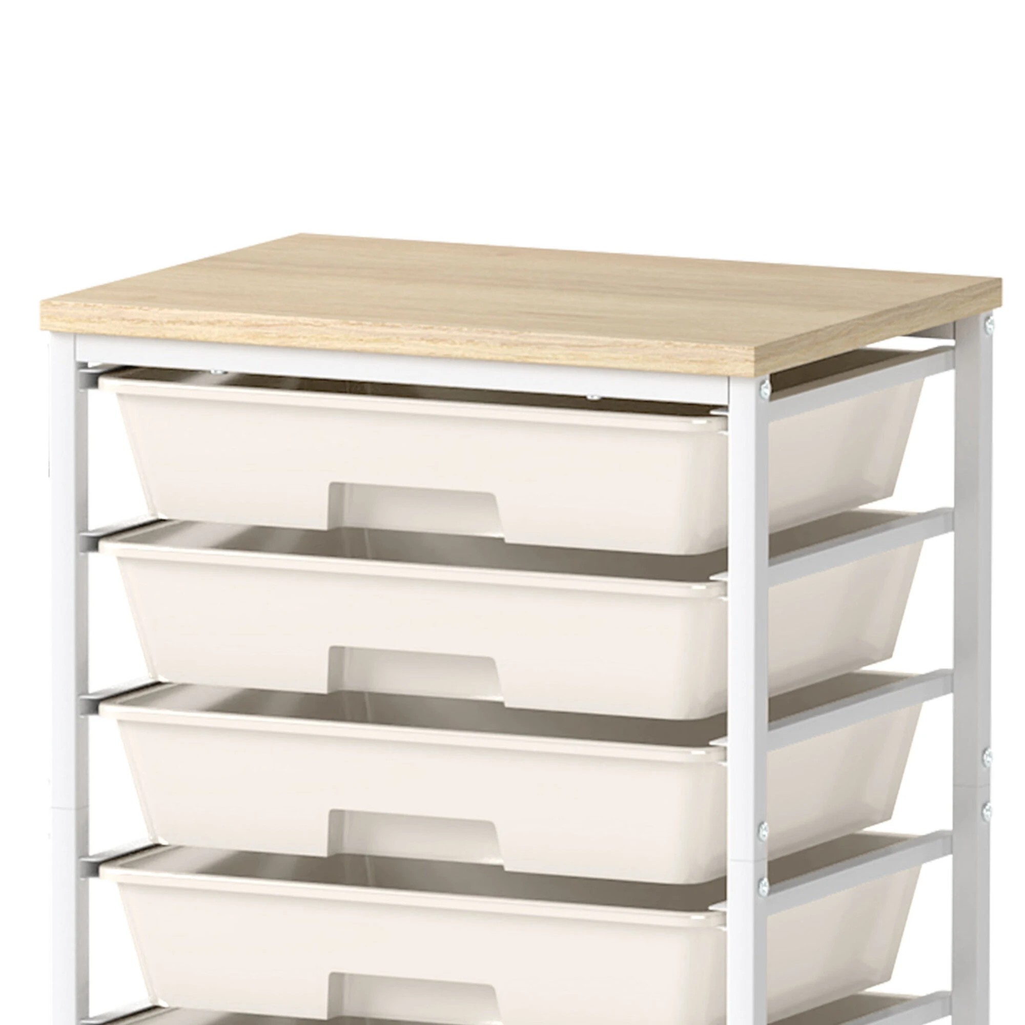 6 Levede 8 Drawers Storage Trolley Utility Cart Plastic Mobile Organiser Unit - White, 6 of 9
