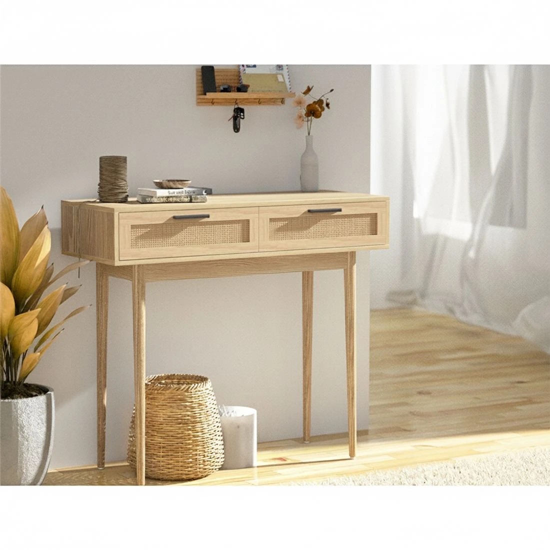 5 Artiss Console Table  2 Rattan Drawers - Natural, 5 of 7