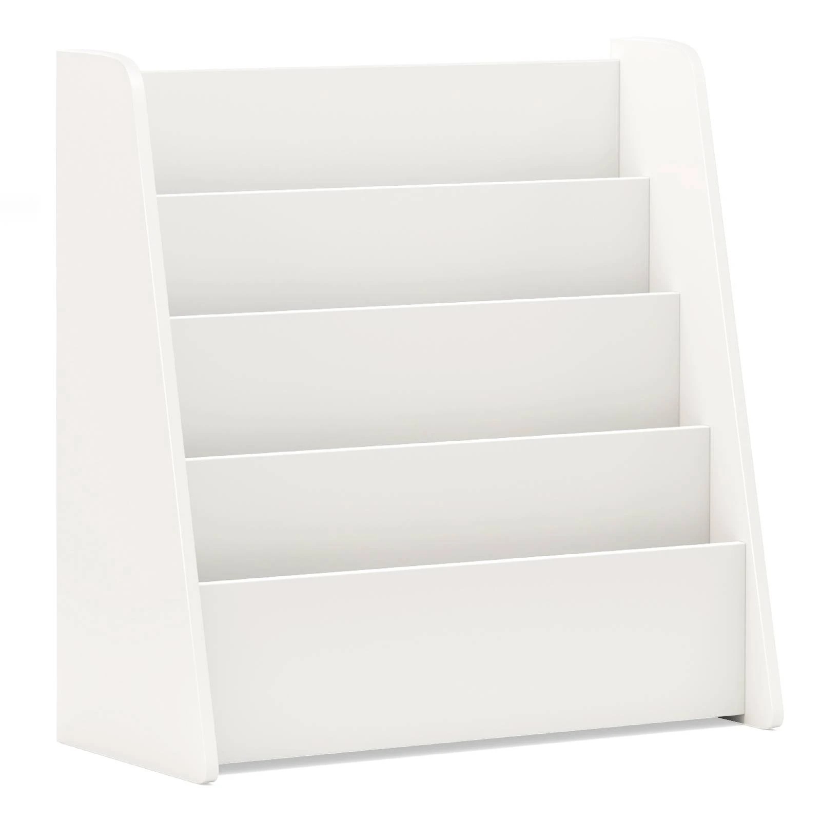 1 Costway 4-Tier Magazine Rack Display Bookcase Bookshelf - White, 1 of 3