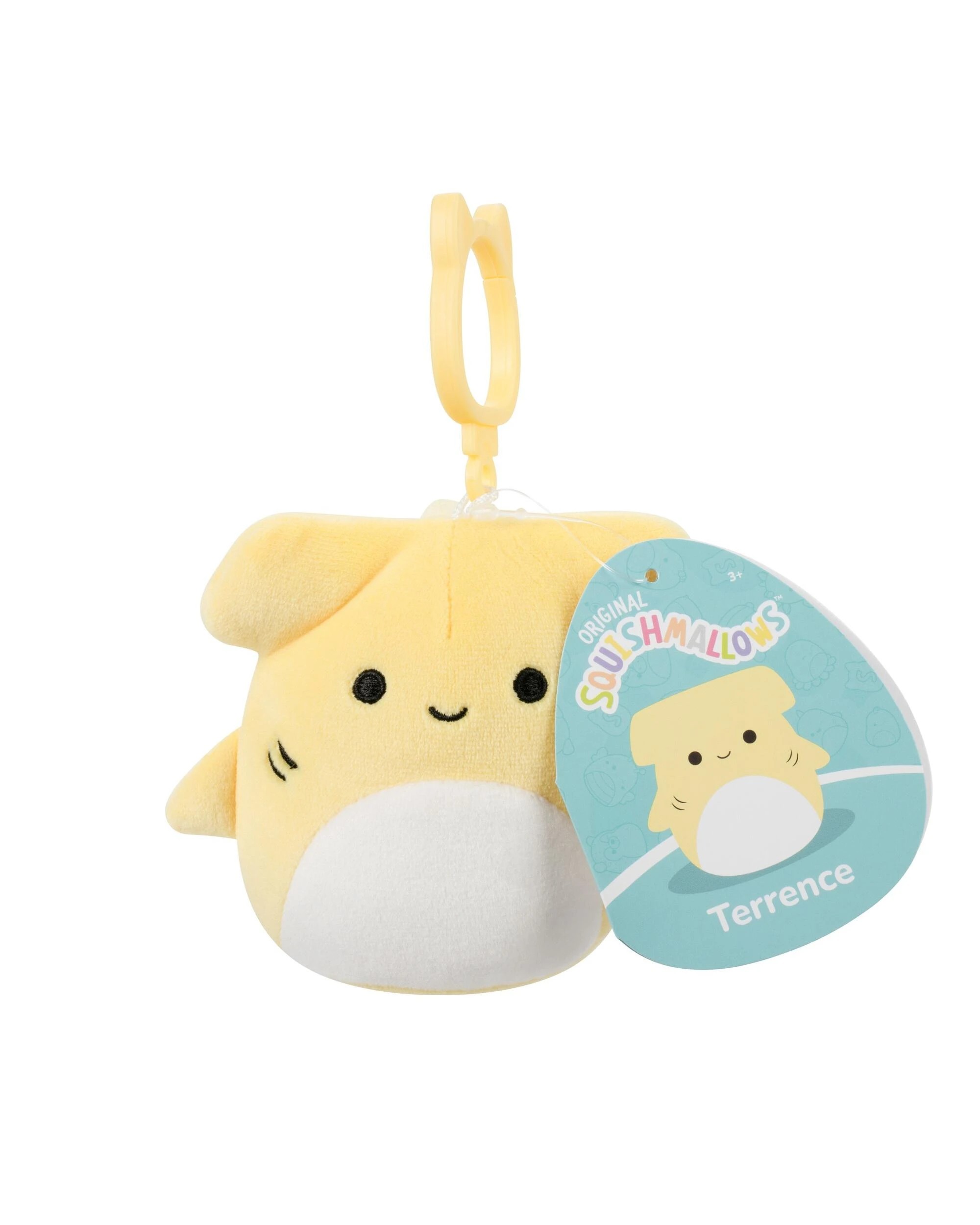 1 Squishmallows Terrence the Hammerhead Shark 3.5 inch Clip-On Plush - Yellow, 1 of 6