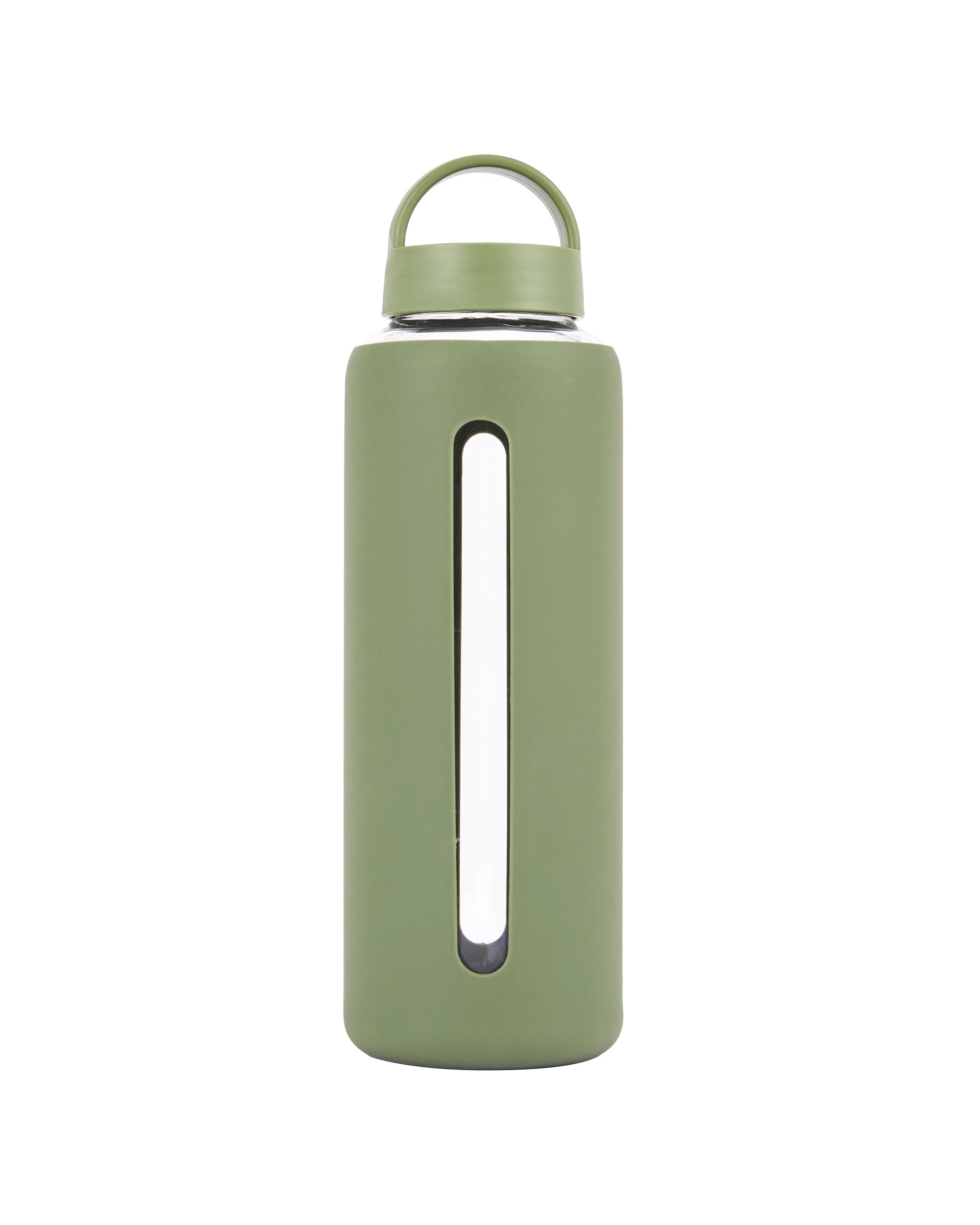 1 1L Glass Drink Bottle with Silicone Wrap - Green, 1 of 5