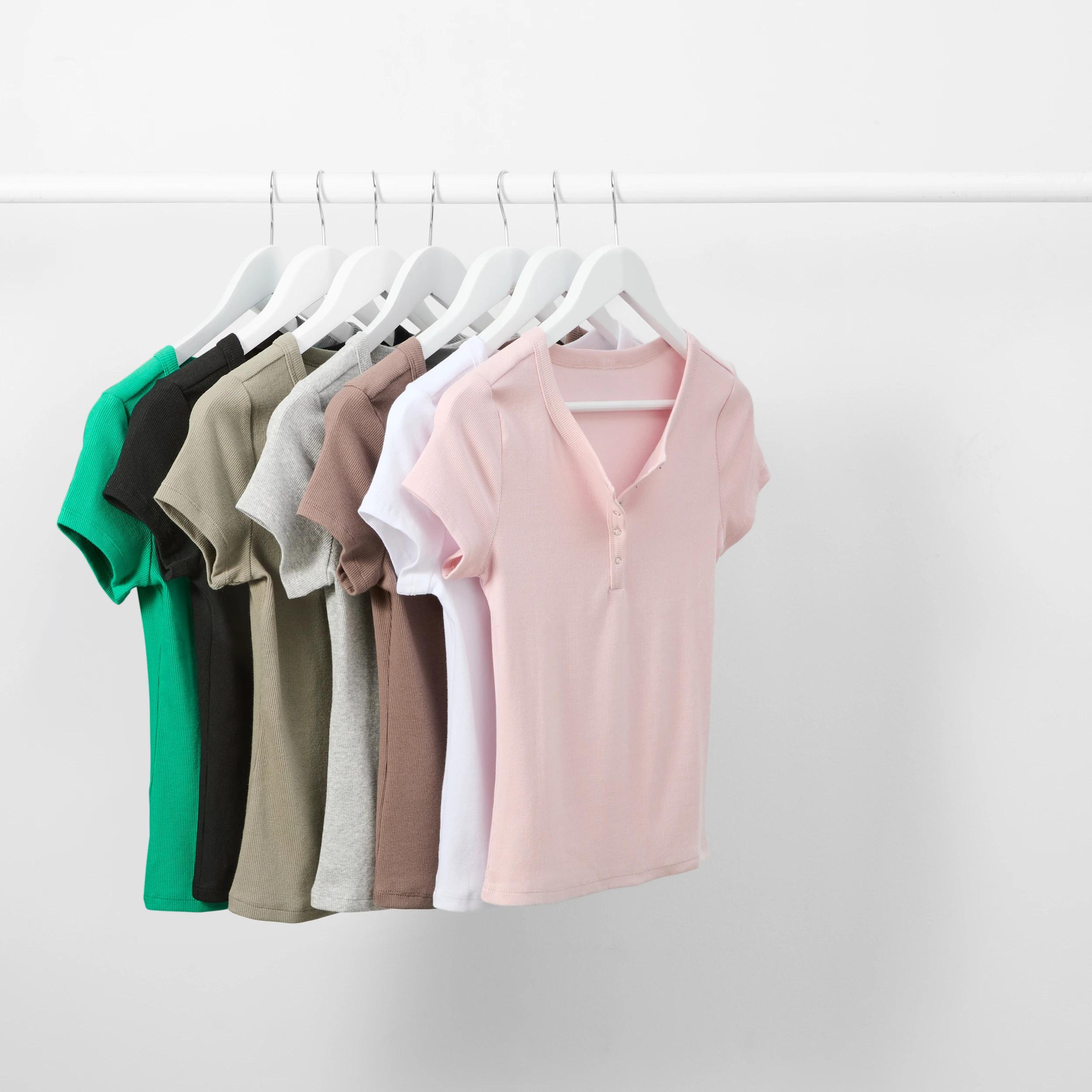 6 Short Sleeve Rib Henley T-shirt BLACK, 6 of 6