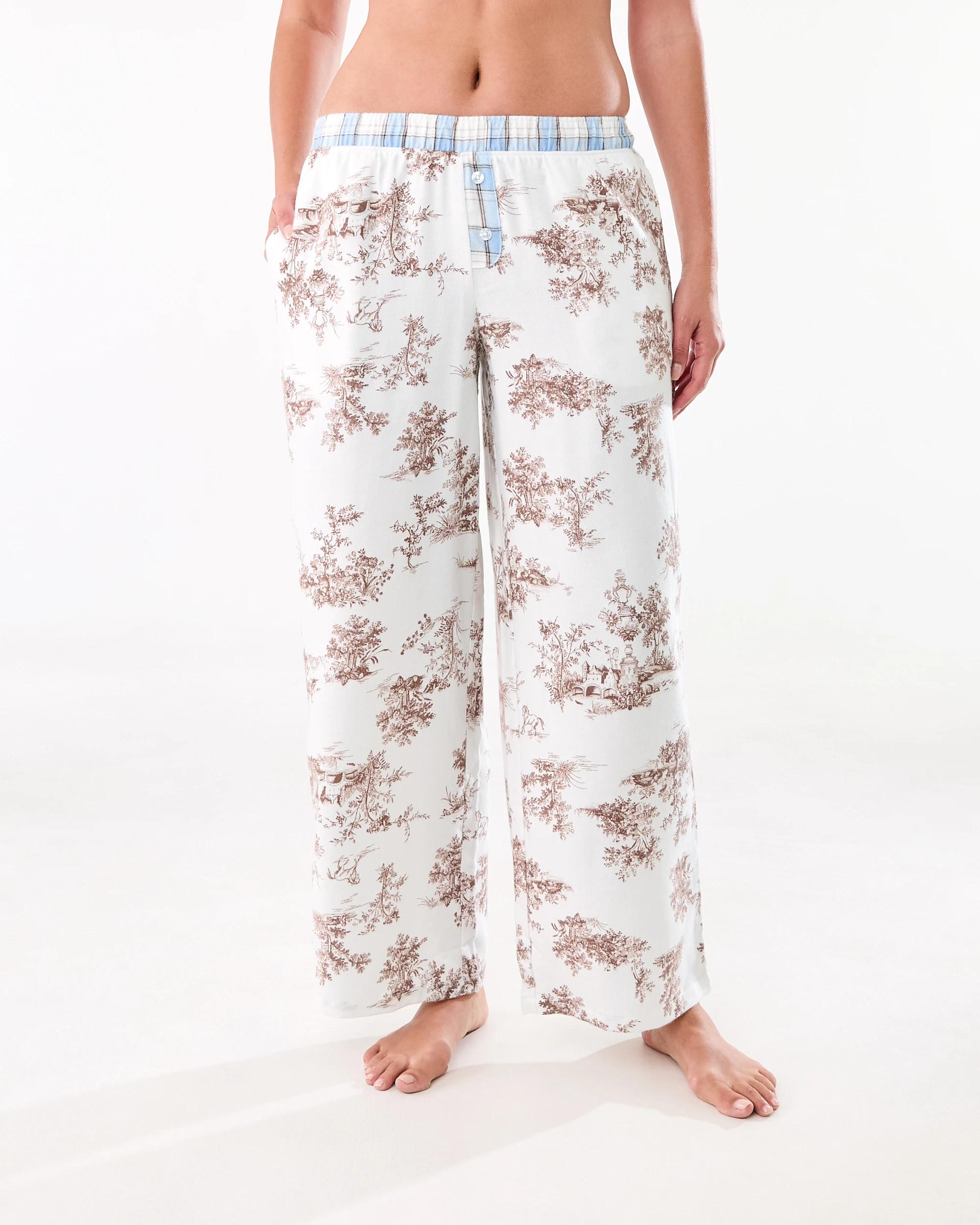 1 Boyfriend Contrast Waistband Flannel Pants Toile, 1 of 5