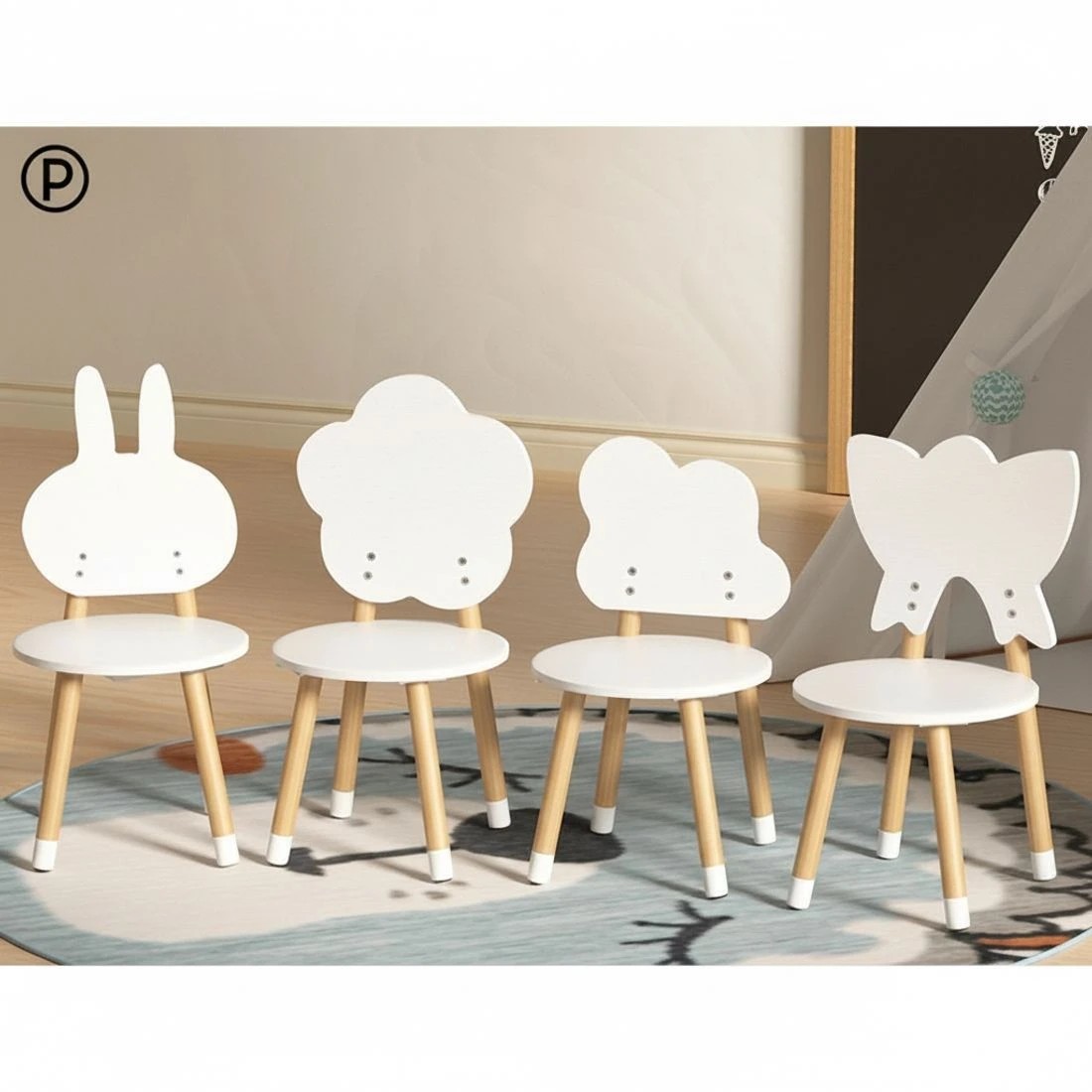 6 Keezi 5PCS Kids Table and Chairs Set Children Activity Study Play Desk - White, 6 of 7