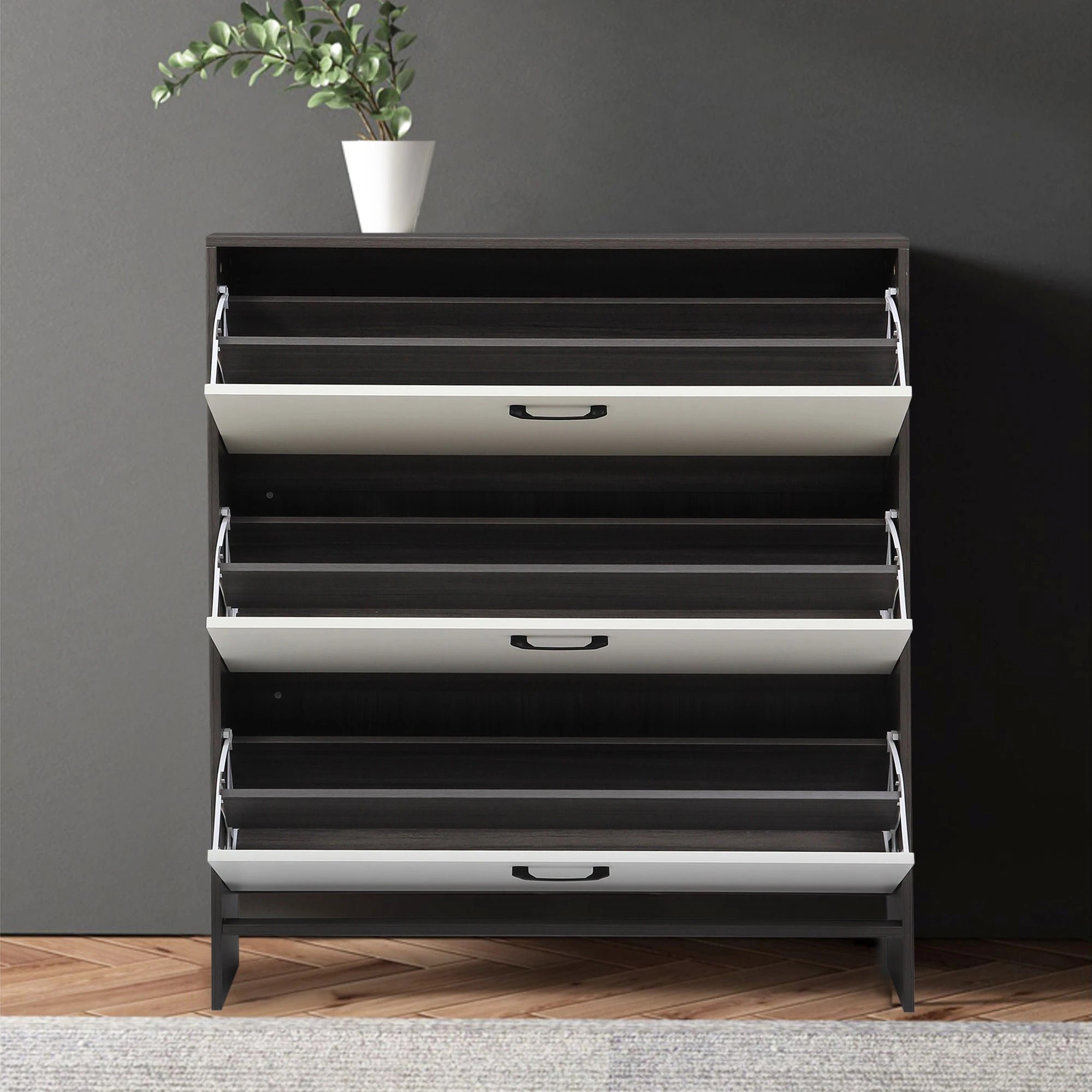 6 Foret 3 Tier Shoe Cabinet Rack Slim Storage Shelf 2045pairs Entryway Hallway, 6 of 8