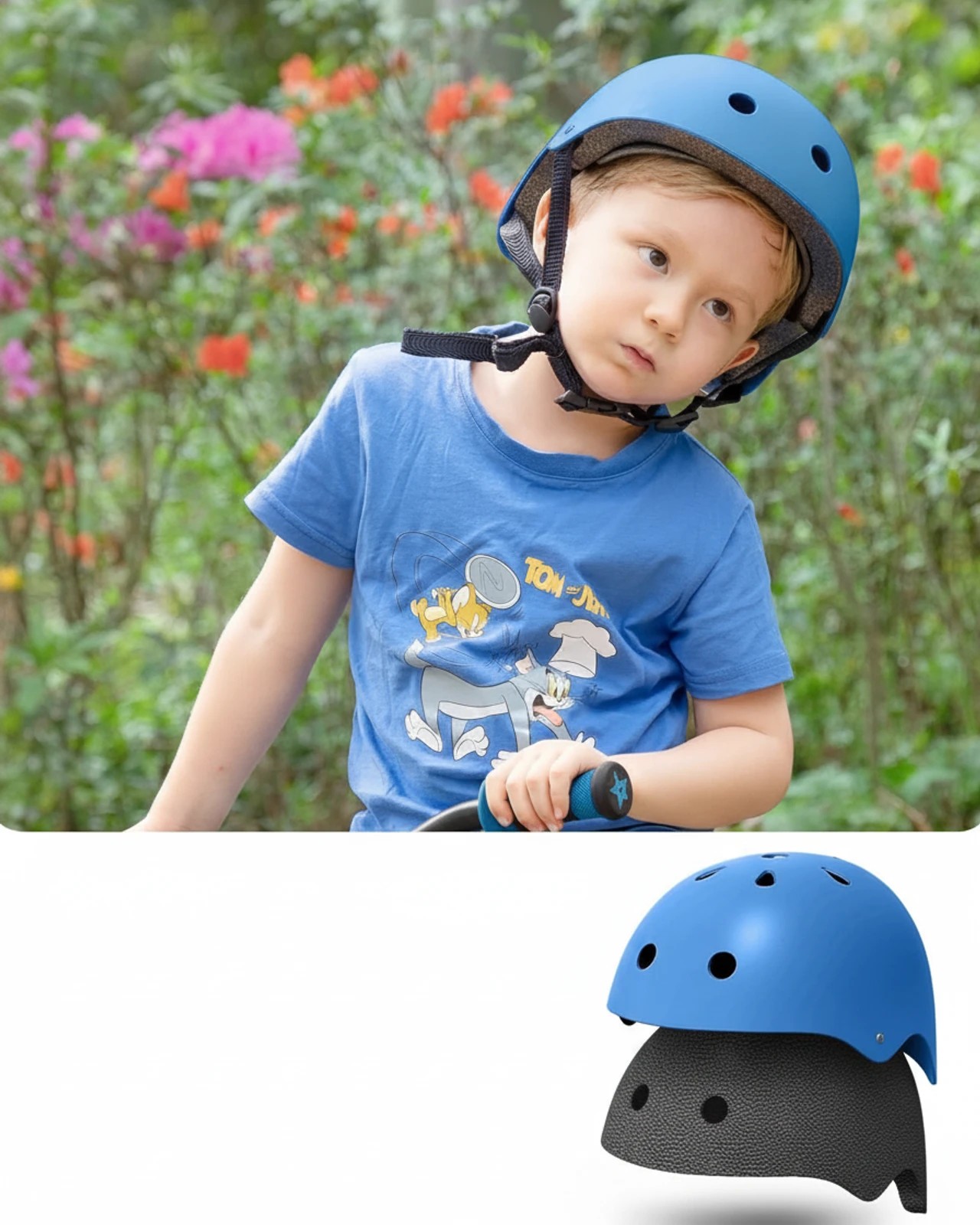 4 OutdoorMaster Kids Bike Helmet Adjustable Multi-Sport Skateboard Helmet with Removable Blue L - Blue, 4 of 5