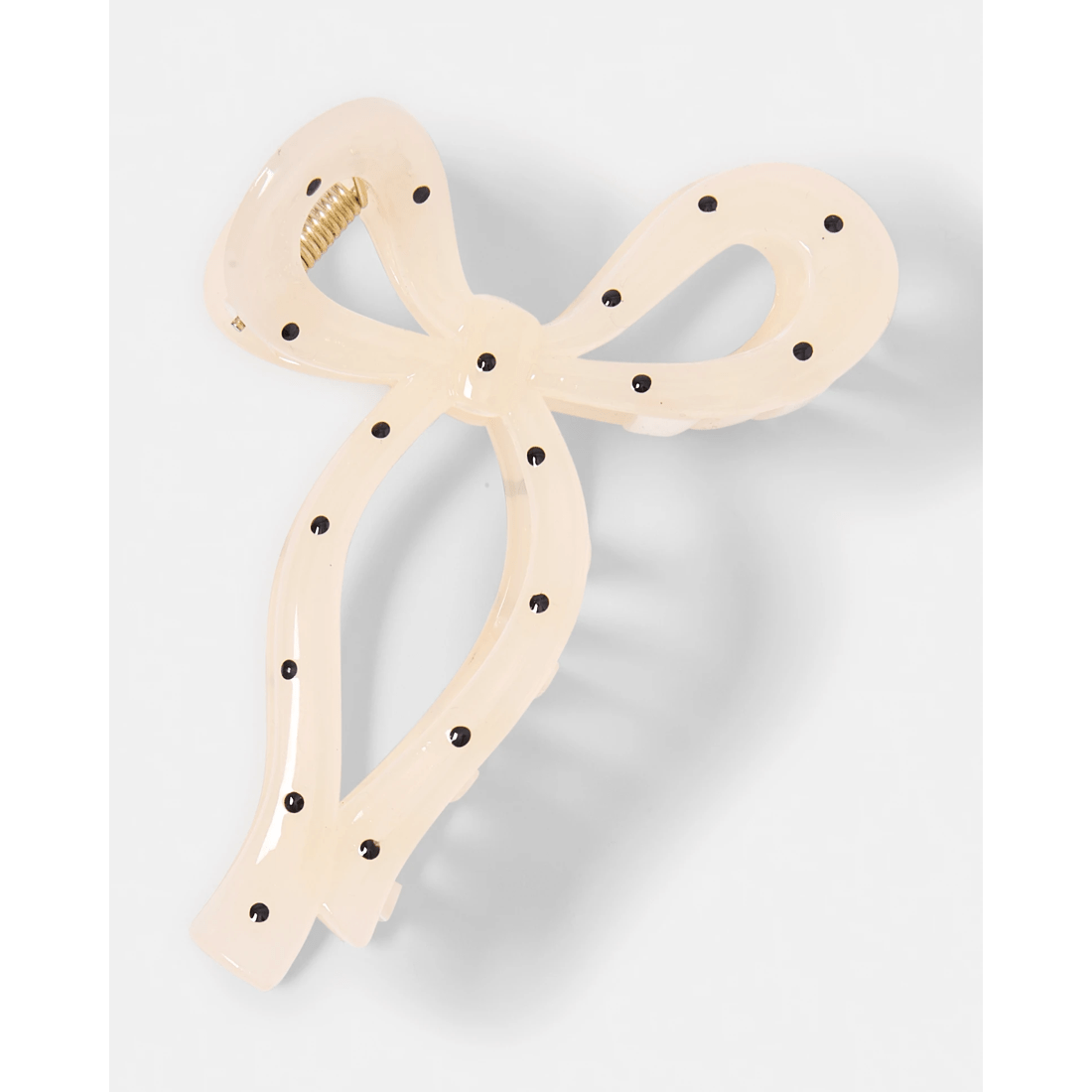 1 Beige Polka Bow Claw Hair Clip, 1 of 4