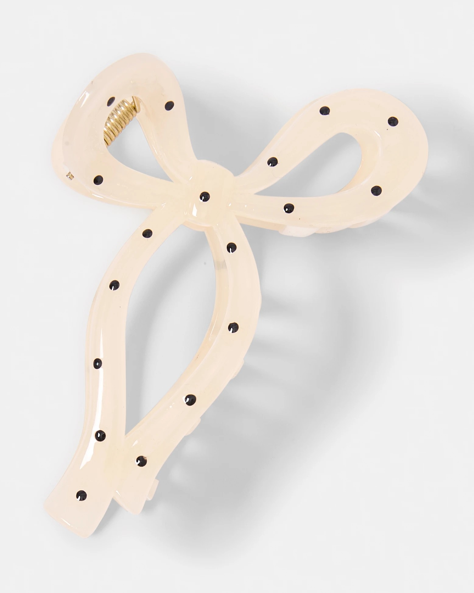 1 Beige Polka Bow Claw Hair Clip, 1 of 4