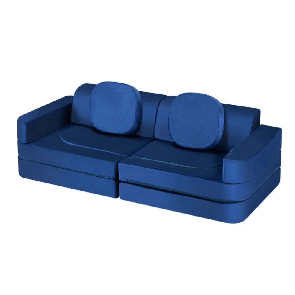 1 Playpals 12PCS Modular Kids Sofa Play Couch DIY Child Foam Playset - Blue, 1 of 3