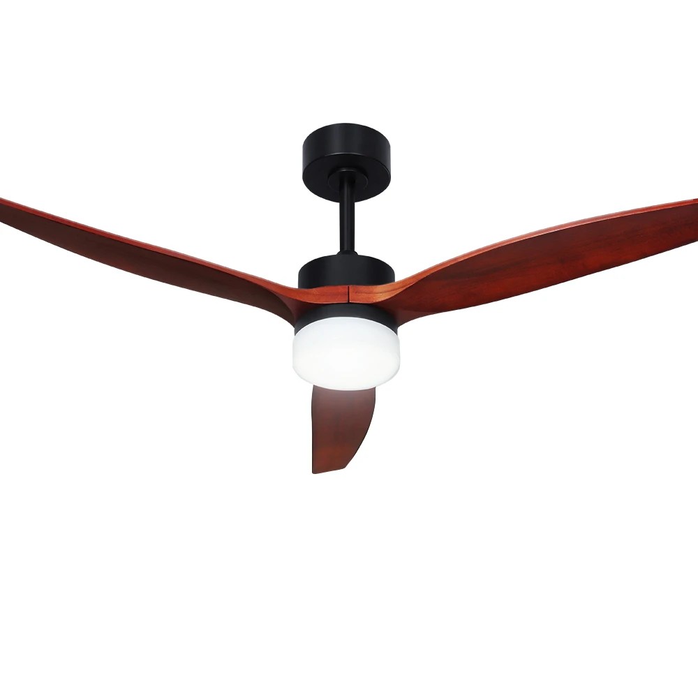 1 Devanti 52'' Ceiling Fan AC Motor 3 Blades w/Light - Dark Wood - Brown, 1 of 6