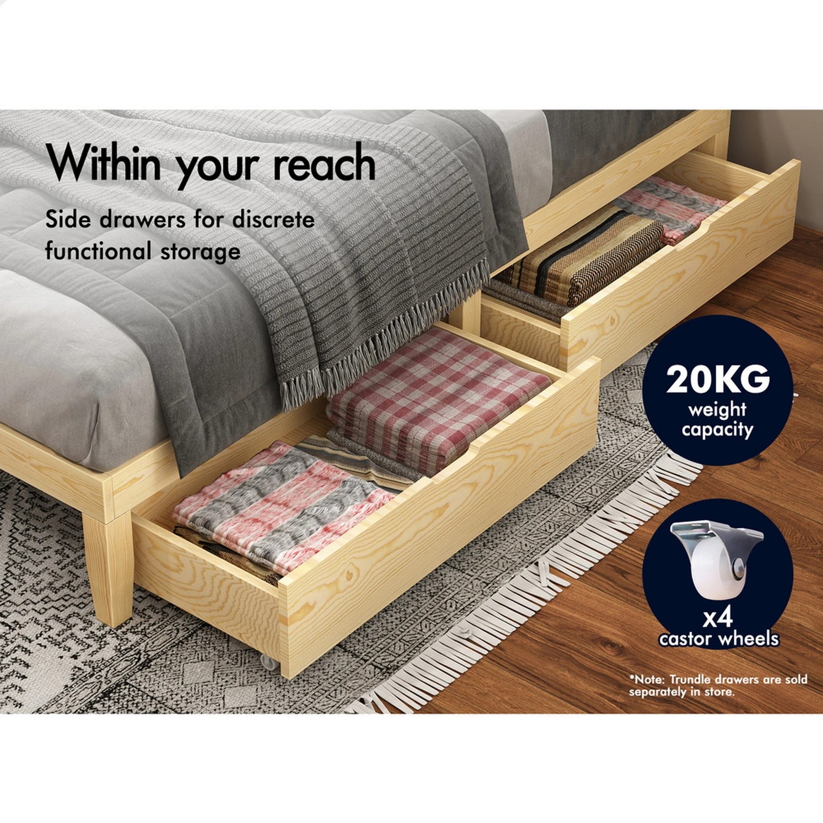 10 Alfordson Bed Frame Wooden Timber King Single Mattress Base Platform Pramod - Natural, 10 of 10