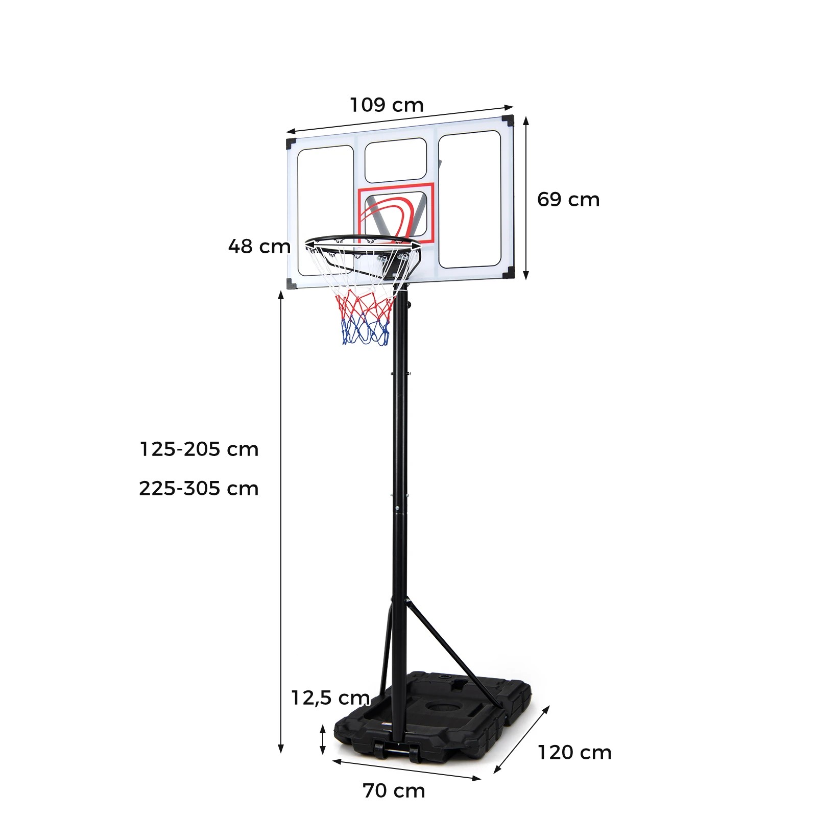 3 Costway Portable Basketball Hoop Outdoor 125-305cm 16-Level Adjustable Goal System, 3 of 3
