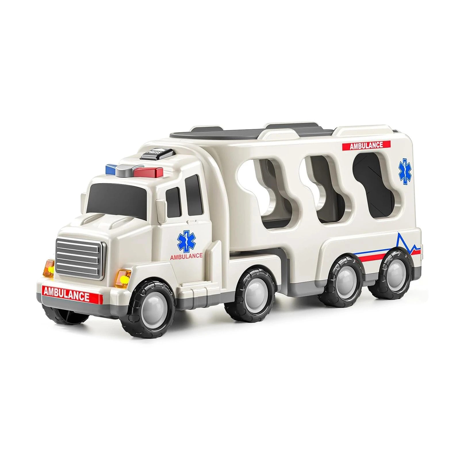 5 Ausway 5-in-1 Play Ambulance Toy Vehicle Set Friction Power Toddler Fire Truck, 5 of 6