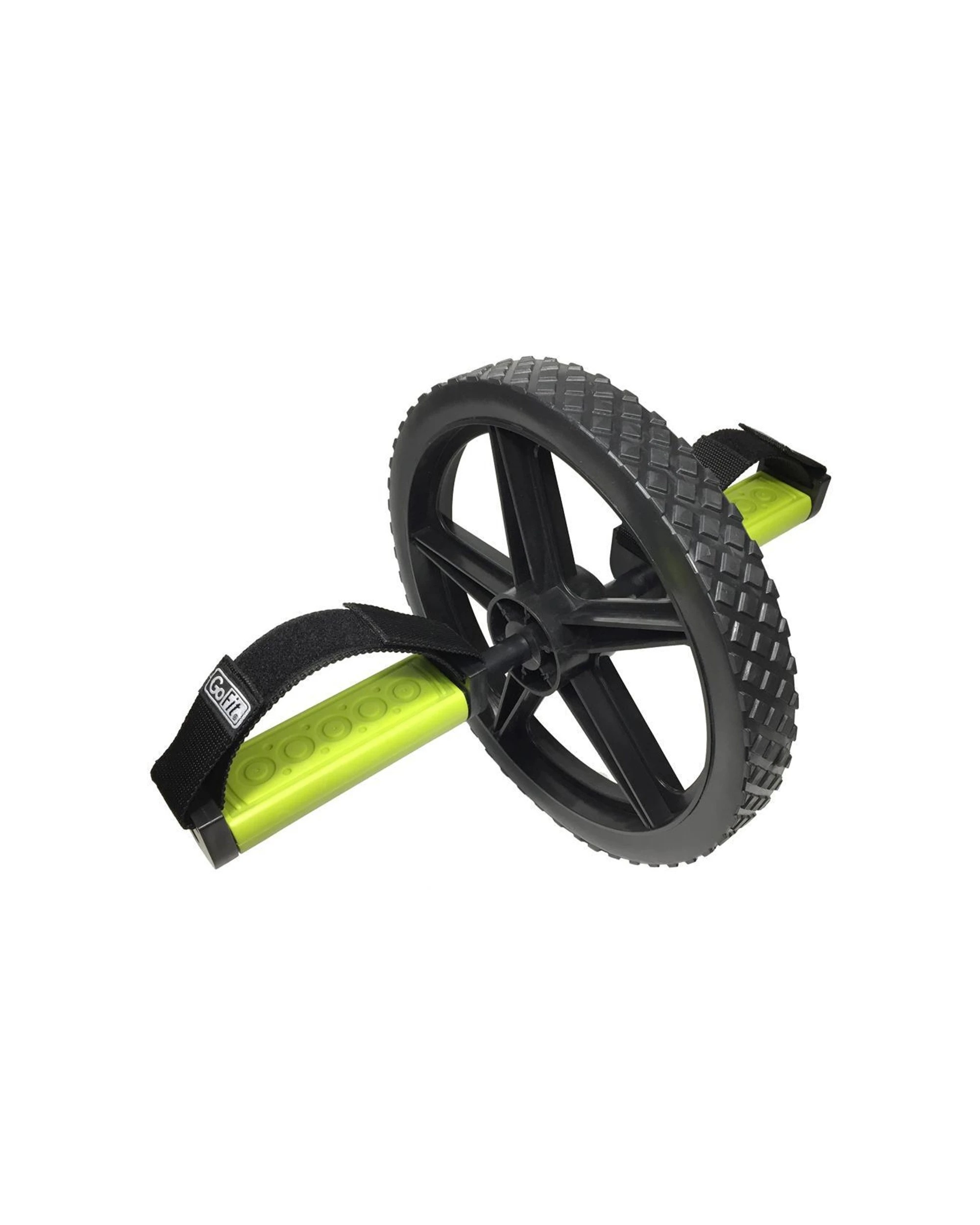 1 GoFit Extreme Ab Wheel With Grips And Foot Straps 14 Inch Ball Bearing Axle - Green, 1 of 5