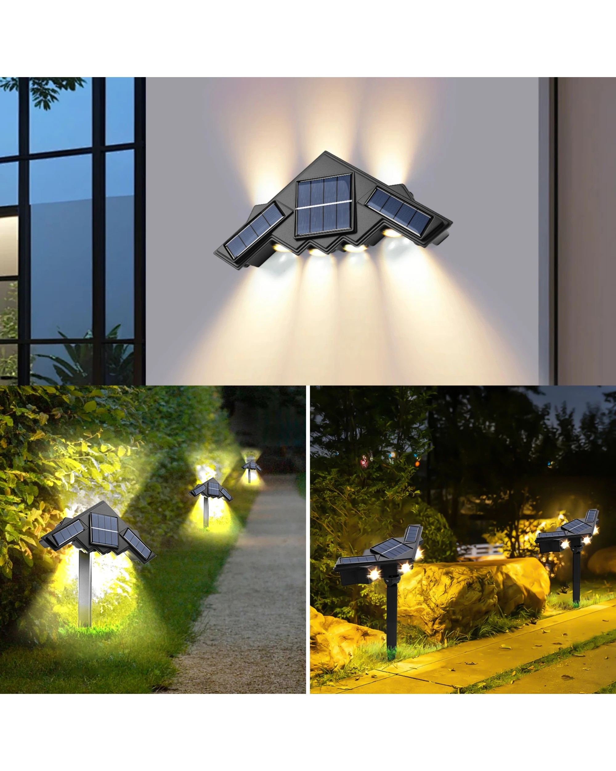 6 Advwin Solar Spot Lights Outdoor Ground/Wall 2 in 1 IP65 Waterproof - Black, 6 of 8