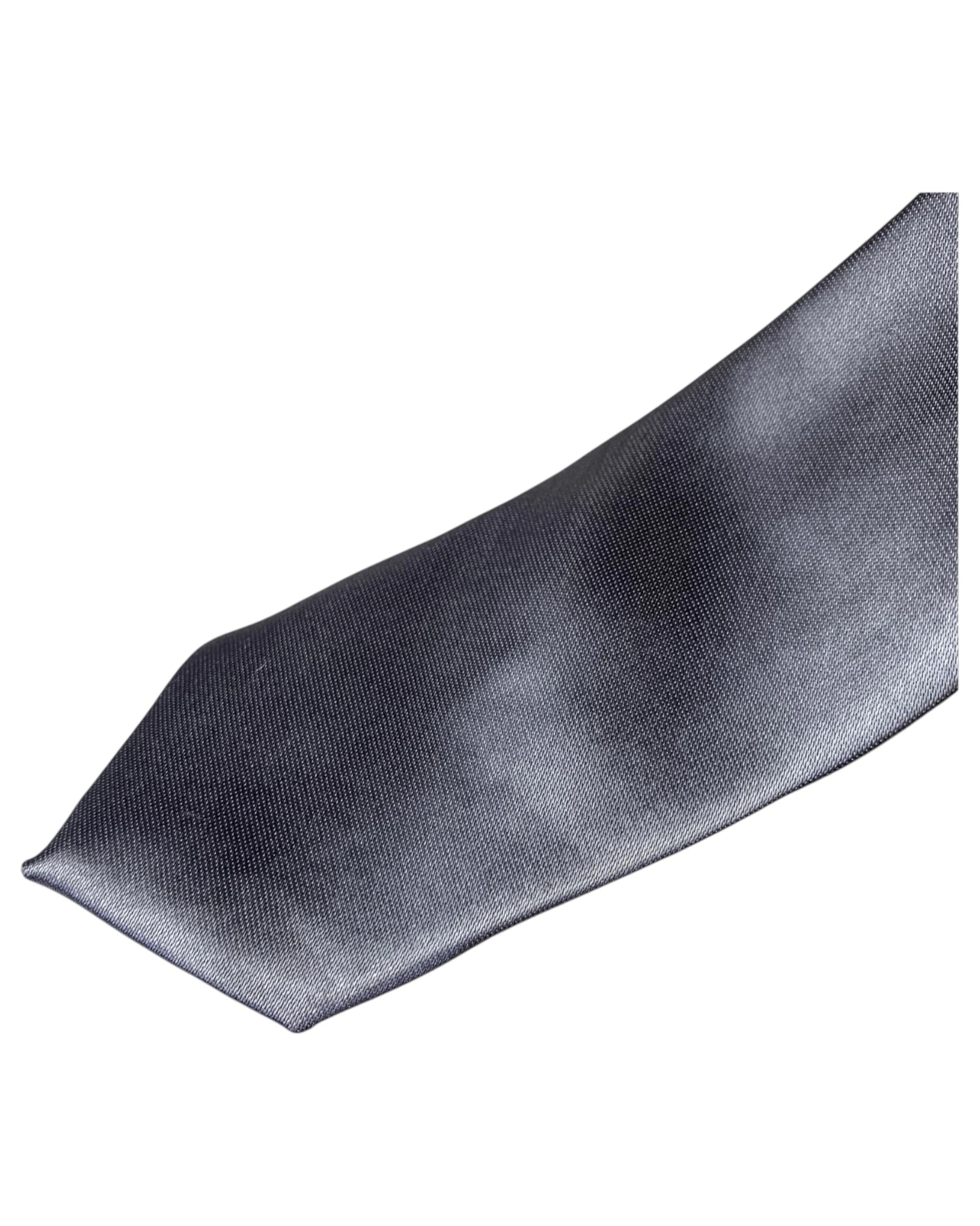 4 Zasel Mens Smooth Rhino 5cm Skinny Plain Neck Tie - Grey, 4 of 4